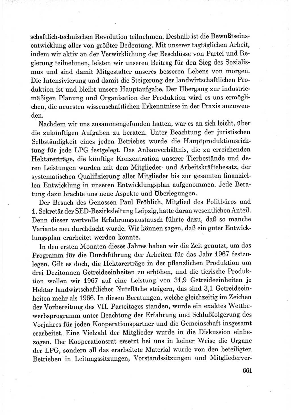 Protokoll der Verhandlungen des Ⅶ. Parteitages der Sozialistischen Einheitspartei Deutschlands (SED) [Deutsche Demokratische Republik (DDR)] 1967, Band Ⅲ, Seite 661 (Prot. Verh. Ⅶ. PT SED DDR 1967, Bd. Ⅲ, S. 661)