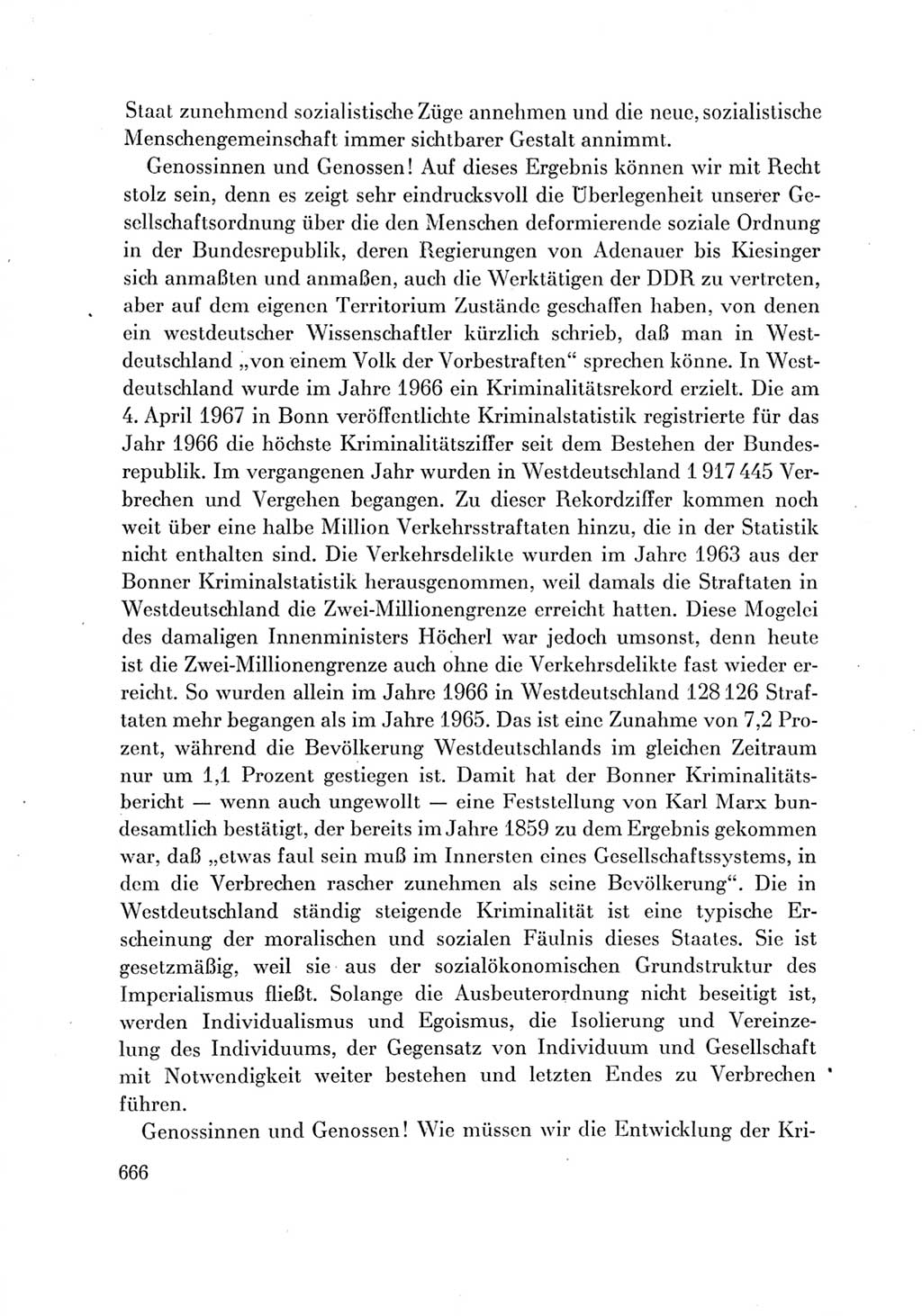 Protokoll der Verhandlungen des Ⅶ. Parteitages der Sozialistischen Einheitspartei Deutschlands (SED) [Deutsche Demokratische Republik (DDR)] 1967, Band Ⅲ, Seite 666 (Prot. Verh. Ⅶ. PT SED DDR 1967, Bd. Ⅲ, S. 666)