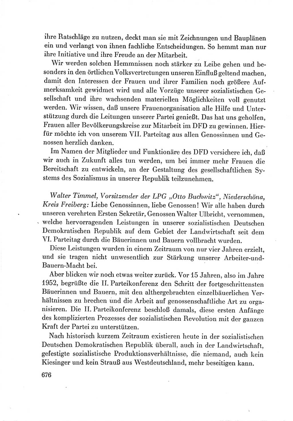 Protokoll der Verhandlungen des Ⅶ. Parteitages der Sozialistischen Einheitspartei Deutschlands (SED) [Deutsche Demokratische Republik (DDR)] 1967, Band Ⅲ, Seite 676 (Prot. Verh. Ⅶ. PT SED DDR 1967, Bd. Ⅲ, S. 676)