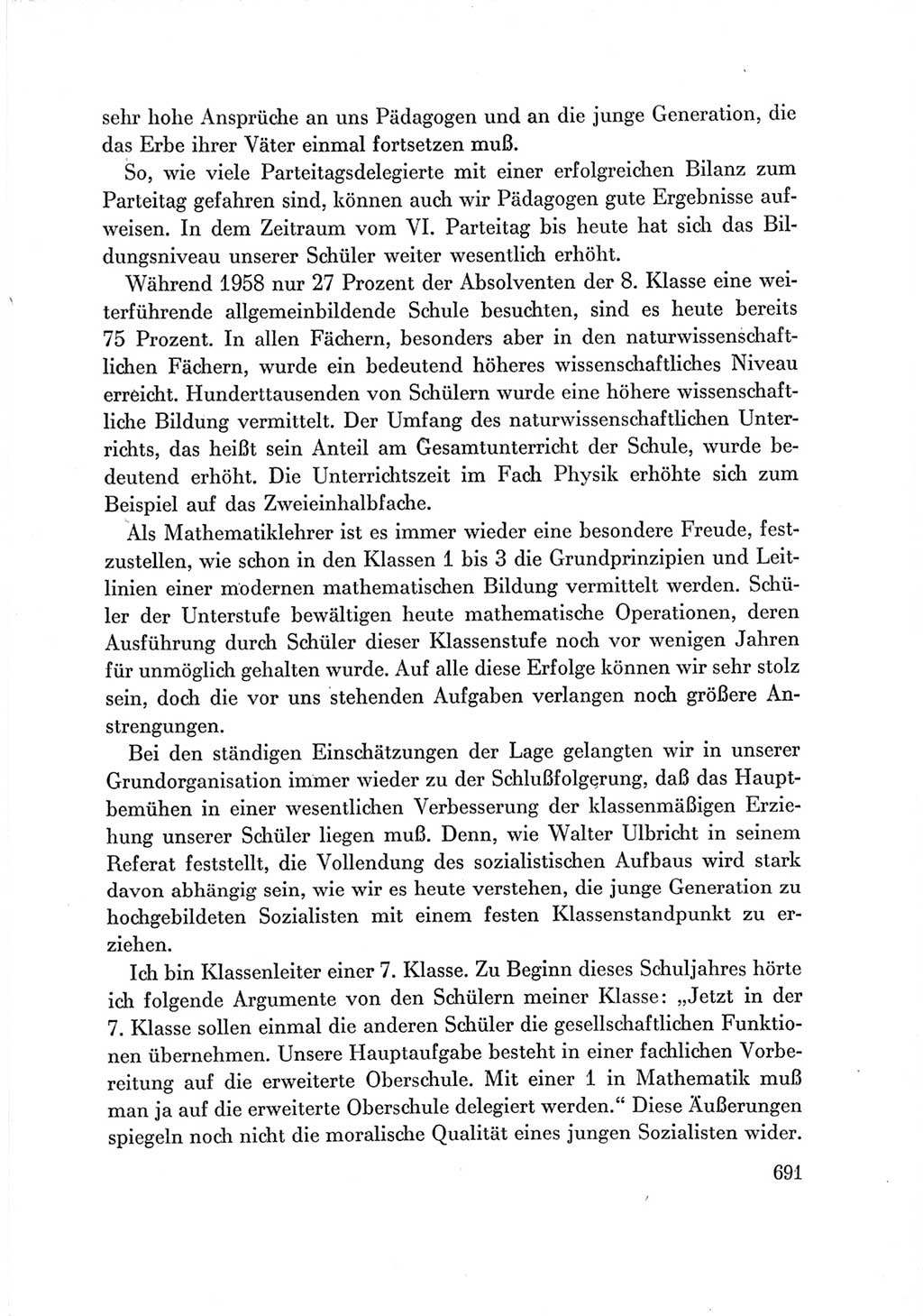 Protokoll der Verhandlungen des Ⅶ. Parteitages der Sozialistischen Einheitspartei Deutschlands (SED) [Deutsche Demokratische Republik (DDR)] 1967, Band Ⅲ, Seite 691 (Prot. Verh. Ⅶ. PT SED DDR 1967, Bd. Ⅲ, S. 691)