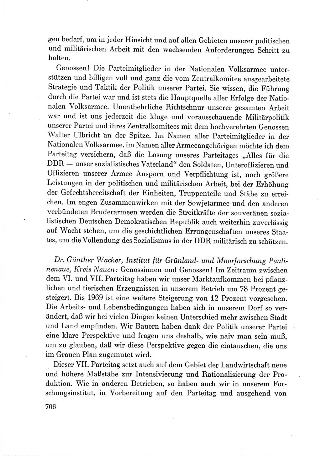 Protokoll der Verhandlungen des Ⅶ. Parteitages der Sozialistischen Einheitspartei Deutschlands (SED) [Deutsche Demokratische Republik (DDR)] 1967, Band Ⅲ, Seite 706 (Prot. Verh. Ⅶ. PT SED DDR 1967, Bd. Ⅲ, S. 706)