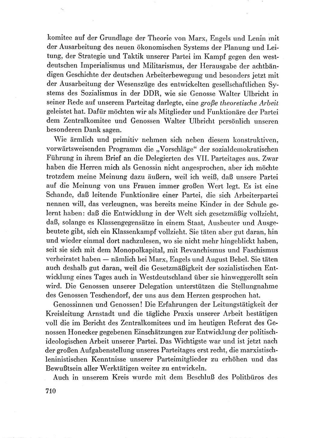 Protokoll der Verhandlungen des Ⅶ. Parteitages der Sozialistischen Einheitspartei Deutschlands (SED) [Deutsche Demokratische Republik (DDR)] 1967, Band Ⅲ, Seite 710 (Prot. Verh. Ⅶ. PT SED DDR 1967, Bd. Ⅲ, S. 710)