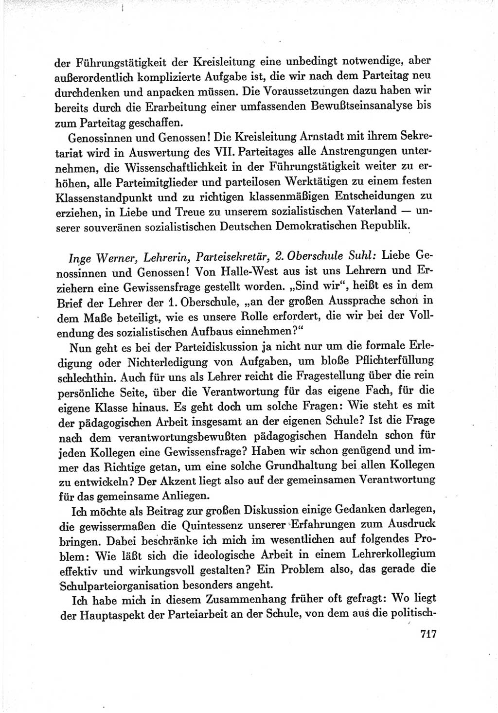Protokoll der Verhandlungen des Ⅶ. Parteitages der Sozialistischen Einheitspartei Deutschlands (SED) [Deutsche Demokratische Republik (DDR)] 1967, Band Ⅲ, Seite 717 (Prot. Verh. Ⅶ. PT SED DDR 1967, Bd. Ⅲ, S. 717)