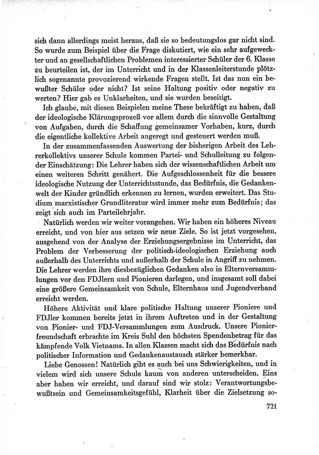 Protokoll der Verhandlungen des Ⅶ. Parteitages der Sozialistischen Einheitspartei Deutschlands (SED) [Deutsche Demokratische Republik (DDR)] 1967, Band Ⅲ, Seite 721 (Prot. Verh. Ⅶ. PT SED DDR 1967, Bd. Ⅲ, S. 721)