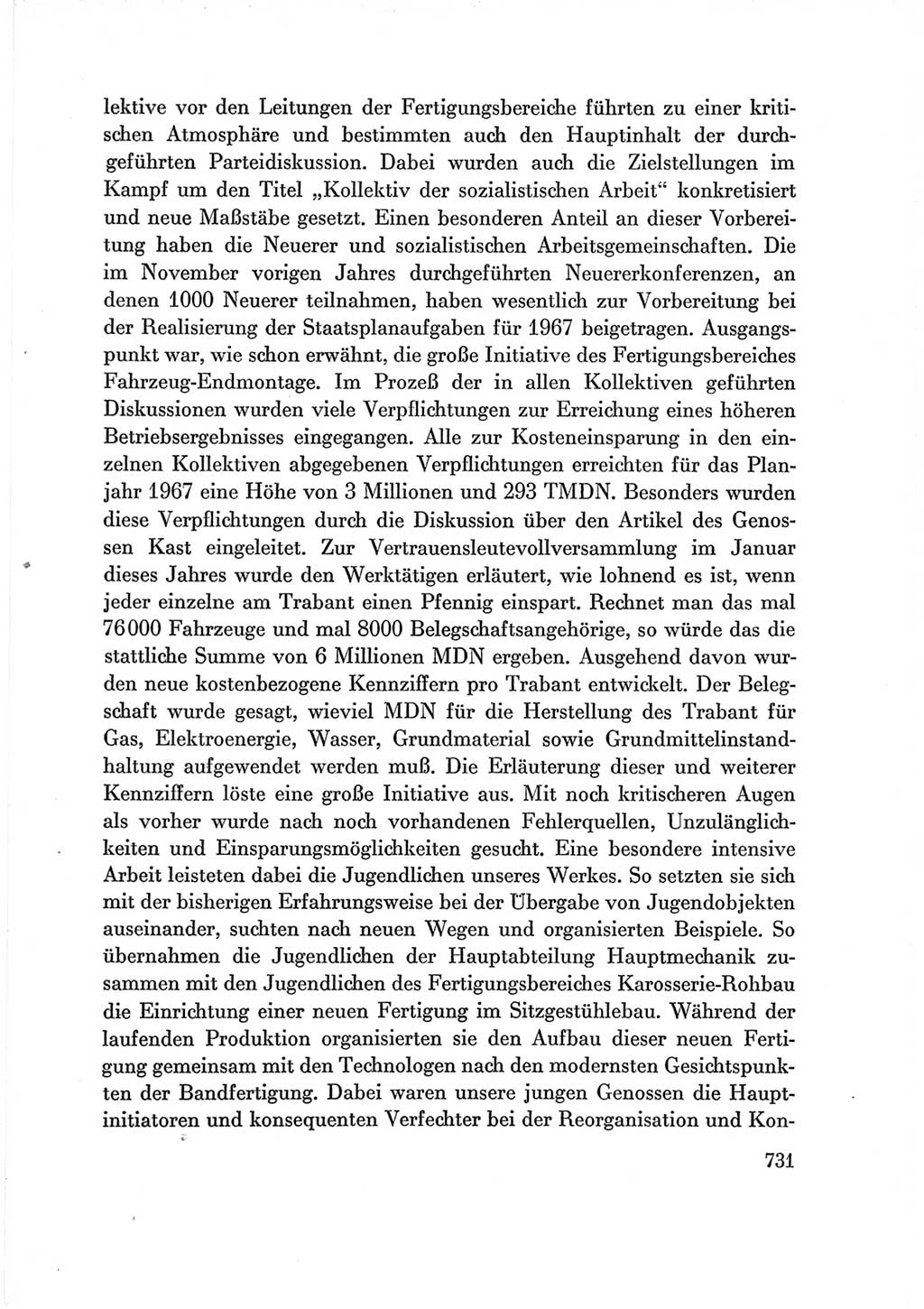 Protokoll der Verhandlungen des Ⅶ. Parteitages der Sozialistischen Einheitspartei Deutschlands (SED) [Deutsche Demokratische Republik (DDR)] 1967, Band Ⅲ, Seite 731 (Prot. Verh. Ⅶ. PT SED DDR 1967, Bd. Ⅲ, S. 731)