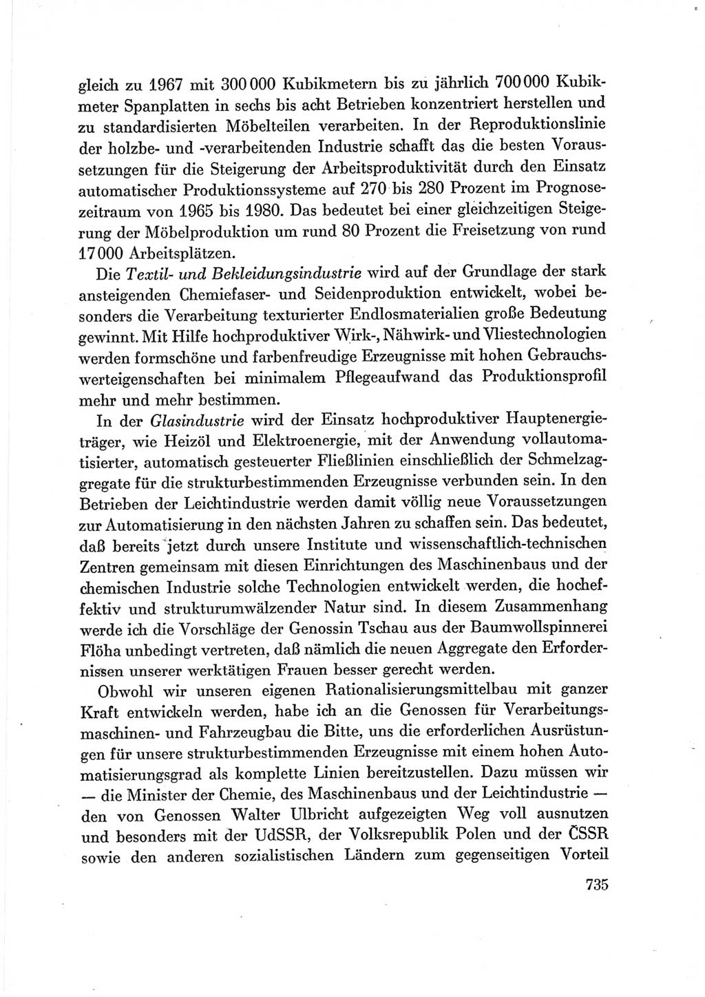 Protokoll der Verhandlungen des Ⅶ. Parteitages der Sozialistischen Einheitspartei Deutschlands (SED) [Deutsche Demokratische Republik (DDR)] 1967, Band Ⅲ, Seite 735 (Prot. Verh. Ⅶ. PT SED DDR 1967, Bd. Ⅲ, S. 735)