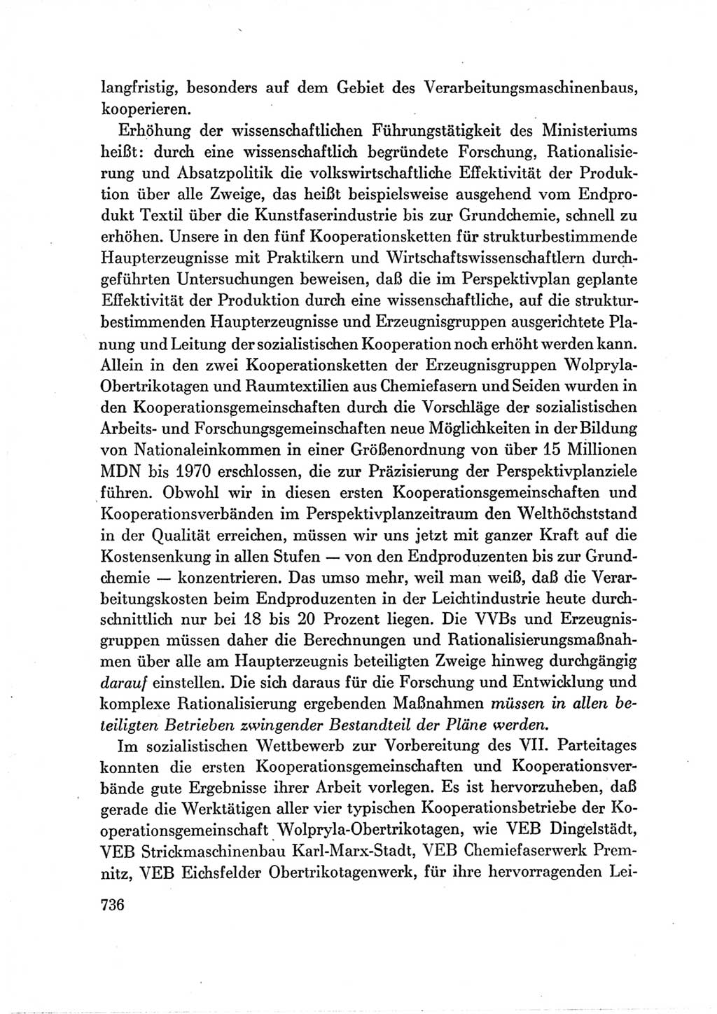 Protokoll der Verhandlungen des Ⅶ. Parteitages der Sozialistischen Einheitspartei Deutschlands (SED) [Deutsche Demokratische Republik (DDR)] 1967, Band Ⅲ, Seite 736 (Prot. Verh. Ⅶ. PT SED DDR 1967, Bd. Ⅲ, S. 736)