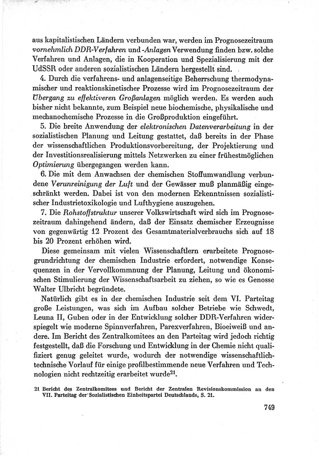 Protokoll der Verhandlungen des Ⅶ. Parteitages der Sozialistischen Einheitspartei Deutschlands (SED) [Deutsche Demokratische Republik (DDR)] 1967, Band Ⅲ, Seite 749 (Prot. Verh. Ⅶ. PT SED DDR 1967, Bd. Ⅲ, S. 749)
