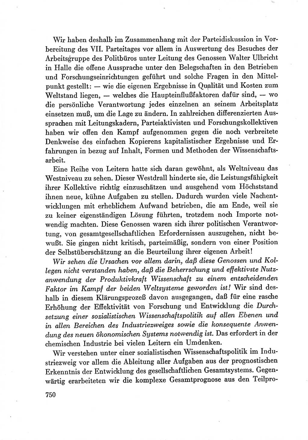 Protokoll der Verhandlungen des Ⅶ. Parteitages der Sozialistischen Einheitspartei Deutschlands (SED) [Deutsche Demokratische Republik (DDR)] 1967, Band Ⅲ, Seite 750 (Prot. Verh. Ⅶ. PT SED DDR 1967, Bd. Ⅲ, S. 750)