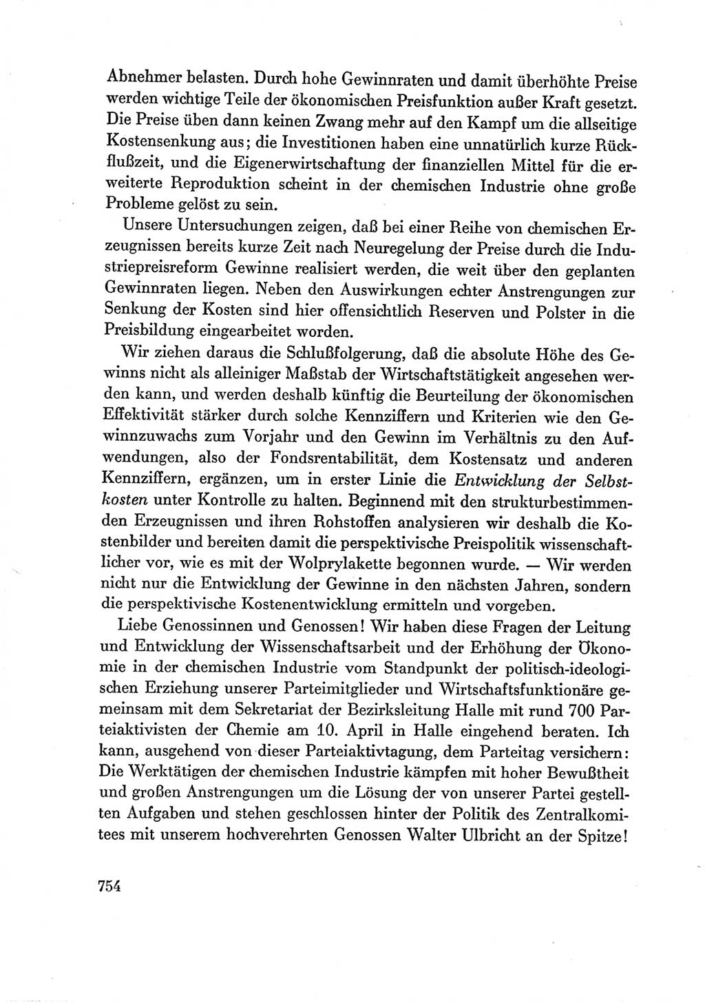 Protokoll der Verhandlungen des Ⅶ. Parteitages der Sozialistischen Einheitspartei Deutschlands (SED) [Deutsche Demokratische Republik (DDR)] 1967, Band Ⅲ, Seite 754 (Prot. Verh. Ⅶ. PT SED DDR 1967, Bd. Ⅲ, S. 754)