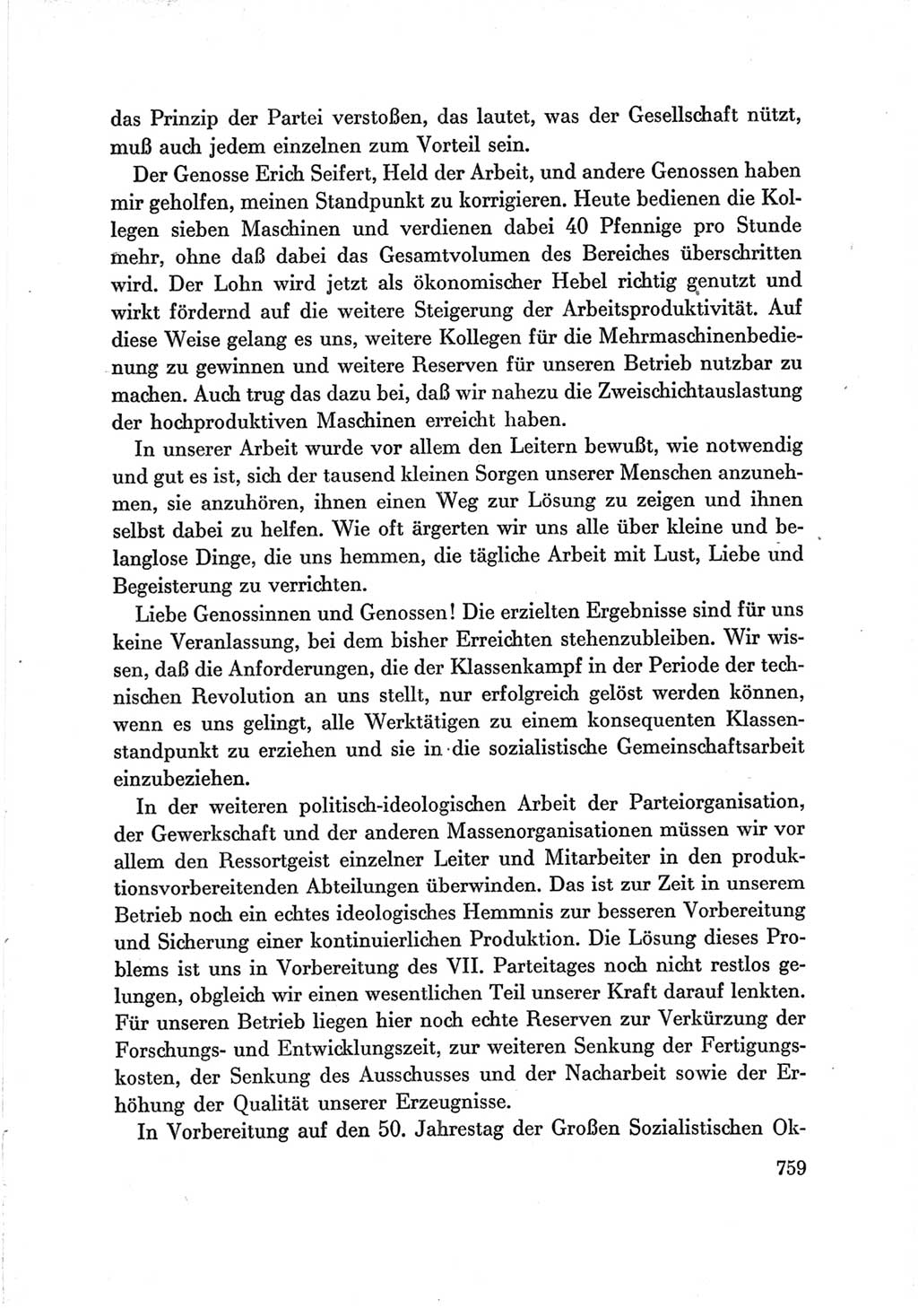 Protokoll der Verhandlungen des Ⅶ. Parteitages der Sozialistischen Einheitspartei Deutschlands (SED) [Deutsche Demokratische Republik (DDR)] 1967, Band Ⅲ, Seite 759 (Prot. Verh. Ⅶ. PT SED DDR 1967, Bd. Ⅲ, S. 759)