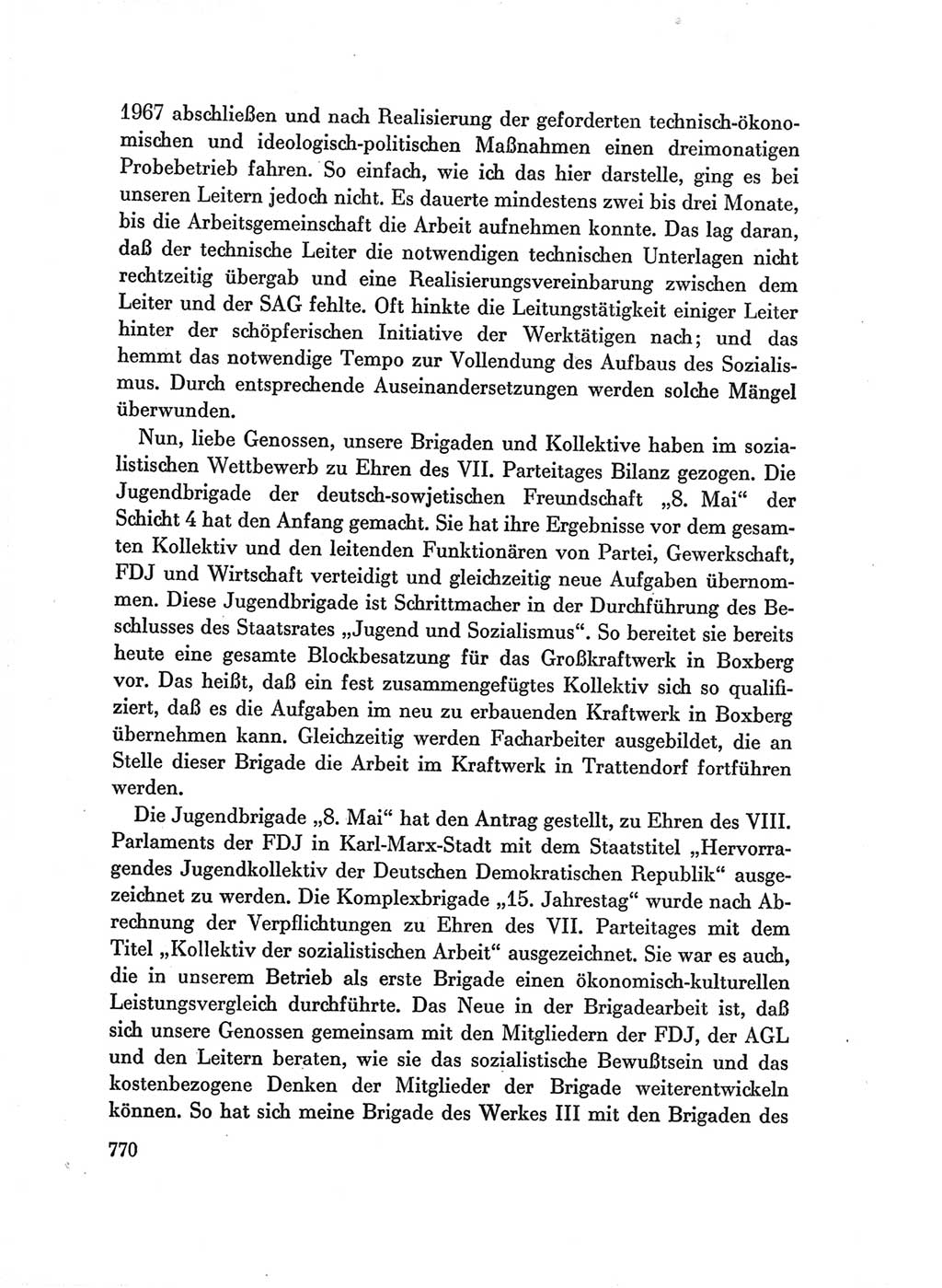 Protokoll der Verhandlungen des Ⅶ. Parteitages der Sozialistischen Einheitspartei Deutschlands (SED) [Deutsche Demokratische Republik (DDR)] 1967, Band Ⅲ, Seite 770 (Prot. Verh. Ⅶ. PT SED DDR 1967, Bd. Ⅲ, S. 770)