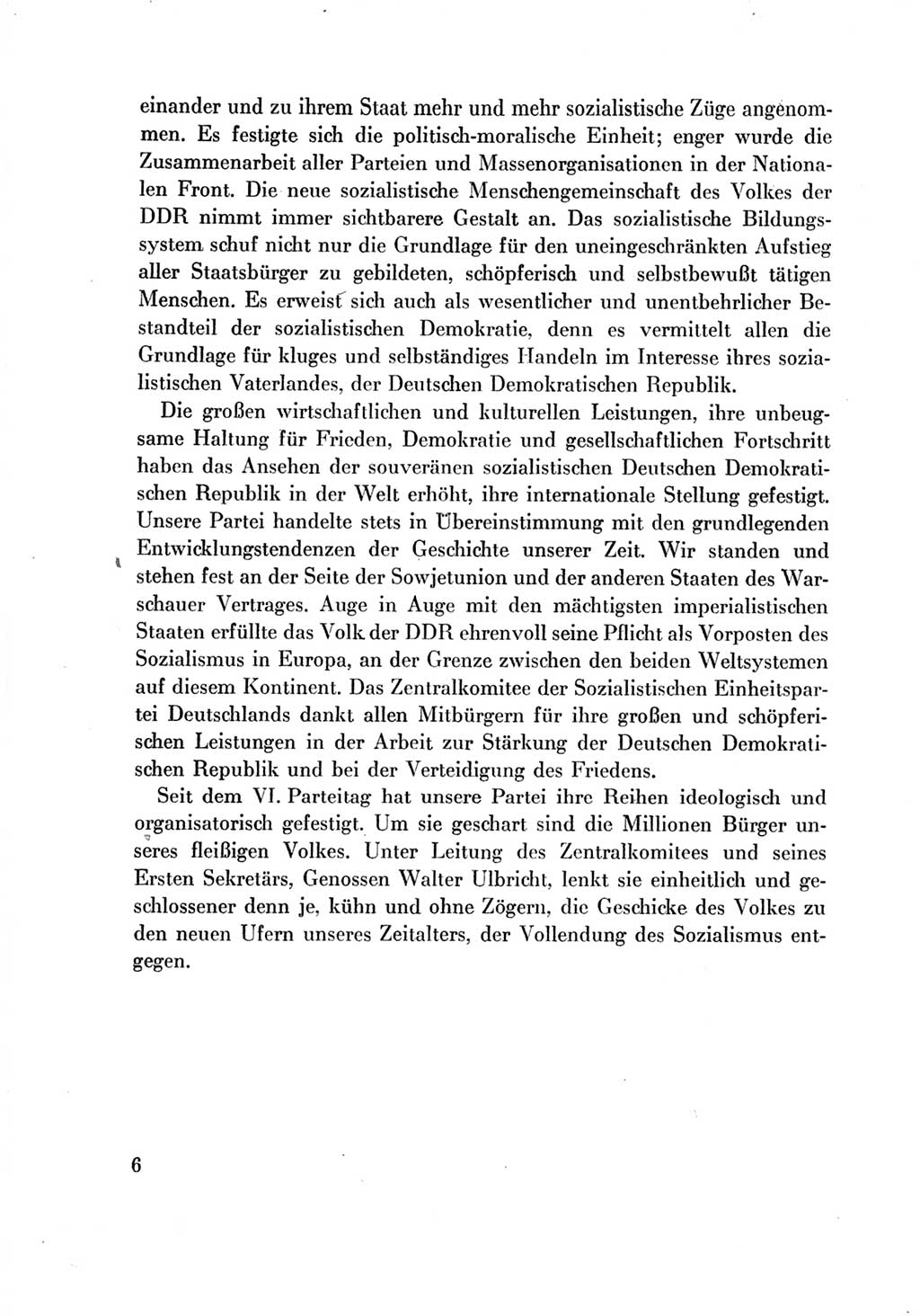 Protokoll der Verhandlungen des Ⅶ. Parteitages der Sozialistischen Einheitspartei Deutschlands (SED) [Deutsche Demokratische Republik (DDR)] 1967, Band Ⅳ, Seite 6 (Prot. Verh. Ⅶ. PT SED DDR 1967, Bd. Ⅳ, S. 6)