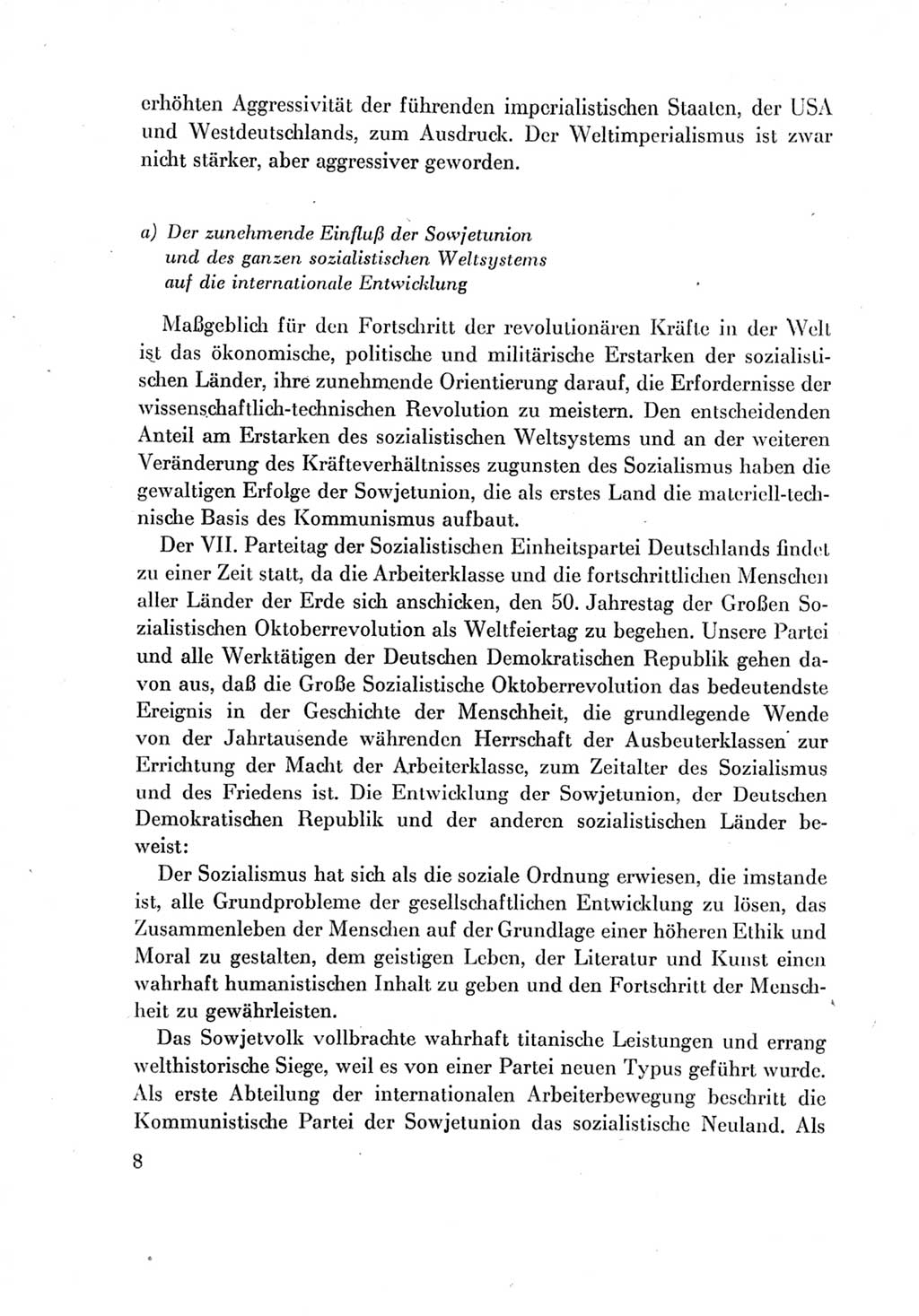 Protokoll der Verhandlungen des Ⅶ. Parteitages der Sozialistischen Einheitspartei Deutschlands (SED) [Deutsche Demokratische Republik (DDR)] 1967, Band Ⅳ, Seite 8 (Prot. Verh. Ⅶ. PT SED DDR 1967, Bd. Ⅳ, S. 8)