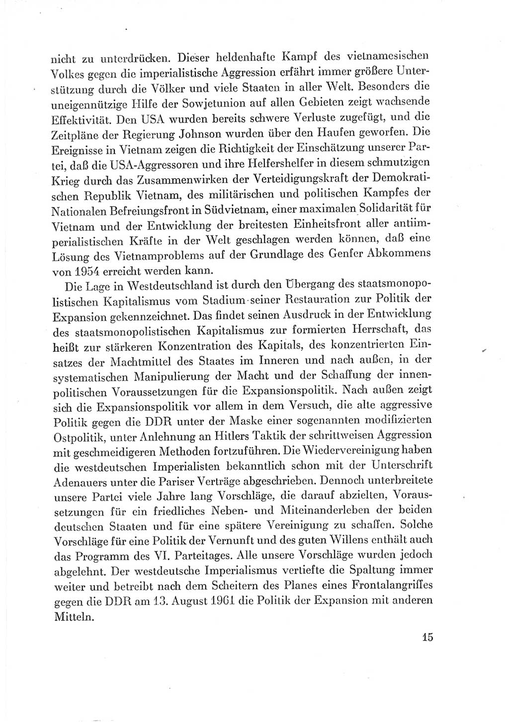 Protokoll der Verhandlungen des Ⅶ. Parteitages der Sozialistischen Einheitspartei Deutschlands (SED) [Deutsche Demokratische Republik (DDR)] 1967, Band Ⅳ, Seite 15 (Prot. Verh. Ⅶ. PT SED DDR 1967, Bd. Ⅳ, S. 15)