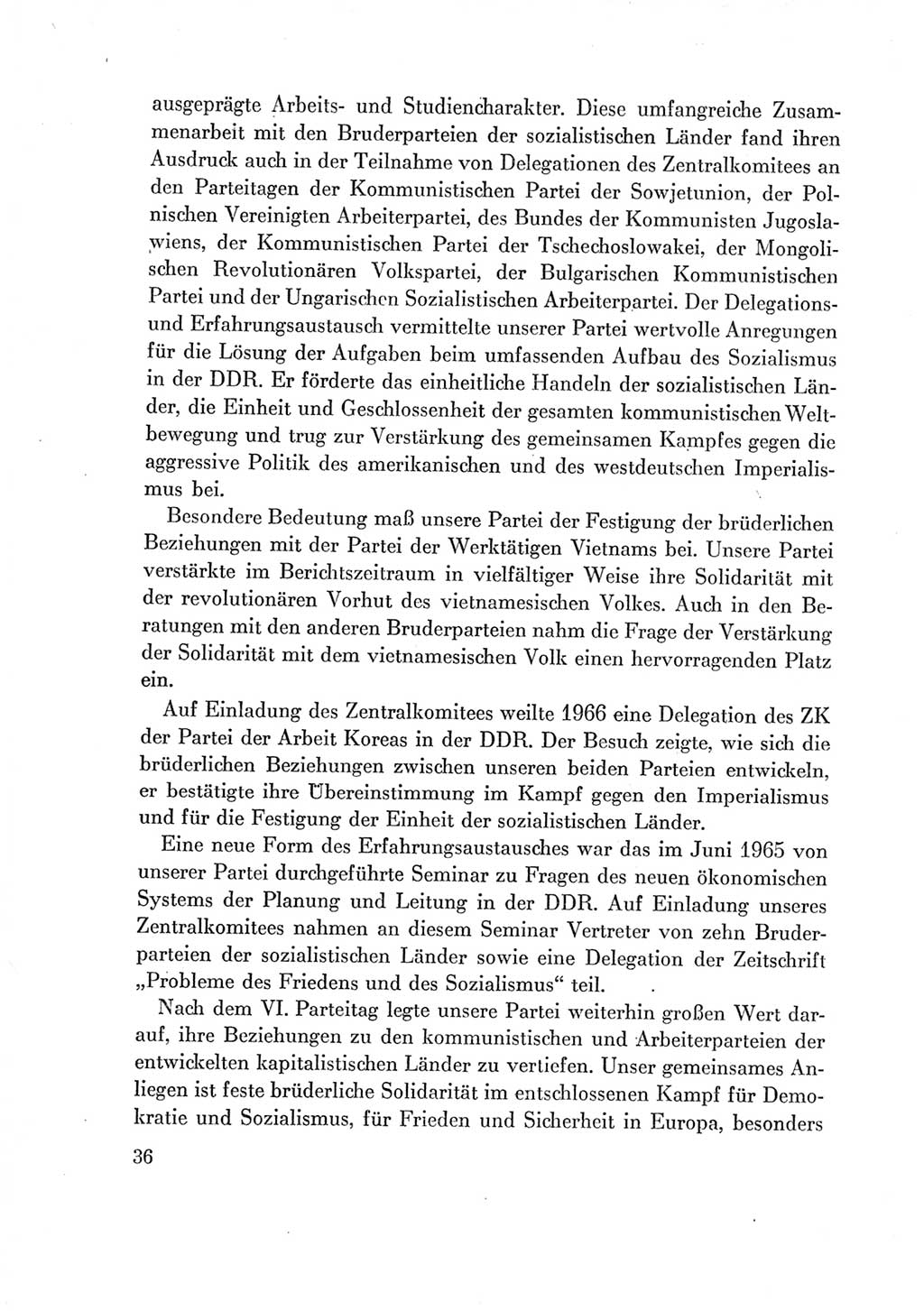 Protokoll der Verhandlungen des Ⅶ. Parteitages der Sozialistischen Einheitspartei Deutschlands (SED) [Deutsche Demokratische Republik (DDR)] 1967, Band Ⅳ, Seite 36 (Prot. Verh. Ⅶ. PT SED DDR 1967, Bd. Ⅳ, S. 36)