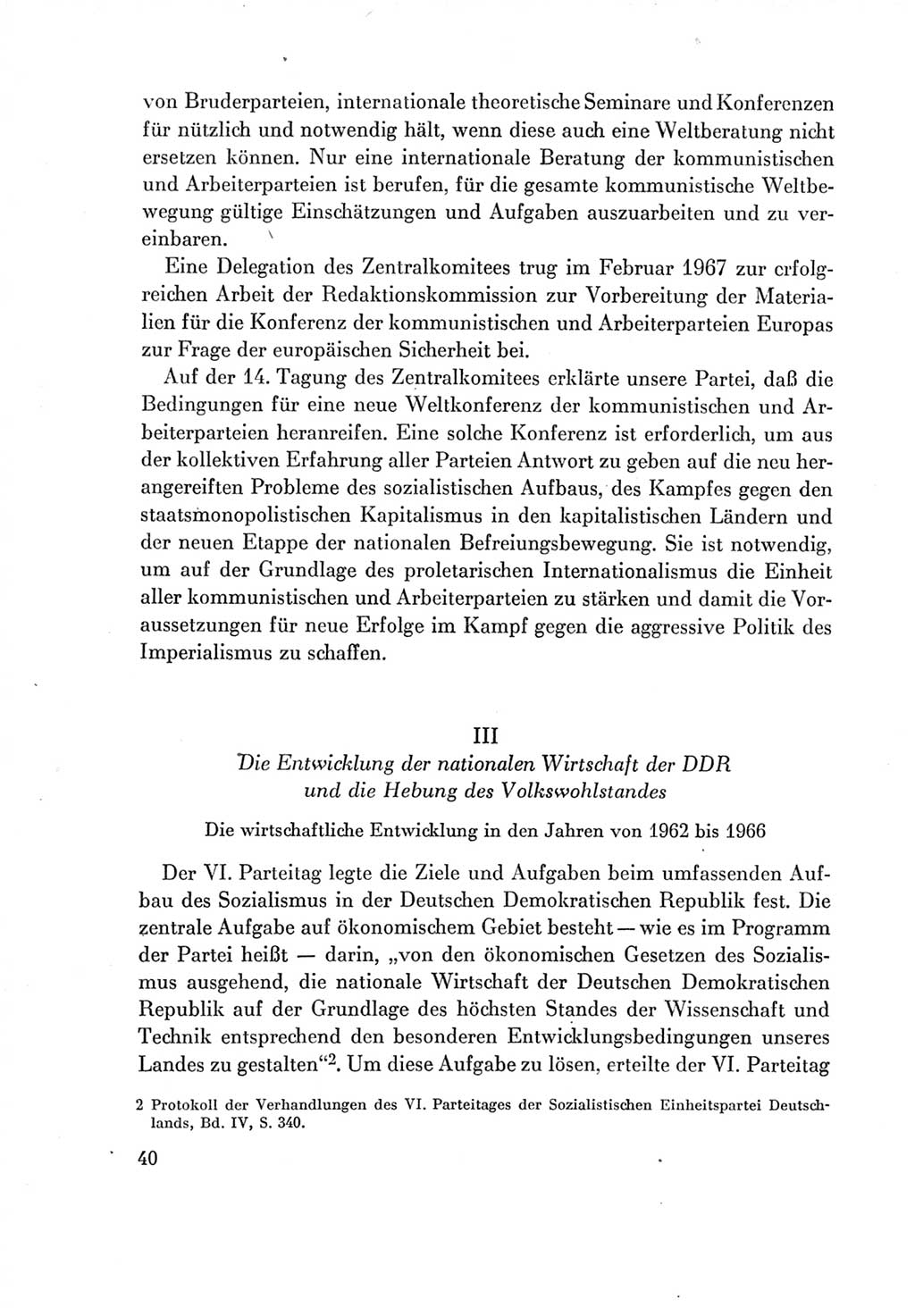 Protokoll der Verhandlungen des Ⅶ. Parteitages der Sozialistischen Einheitspartei Deutschlands (SED) [Deutsche Demokratische Republik (DDR)] 1967, Band Ⅳ, Seite 40 (Prot. Verh. Ⅶ. PT SED DDR 1967, Bd. Ⅳ, S. 40)