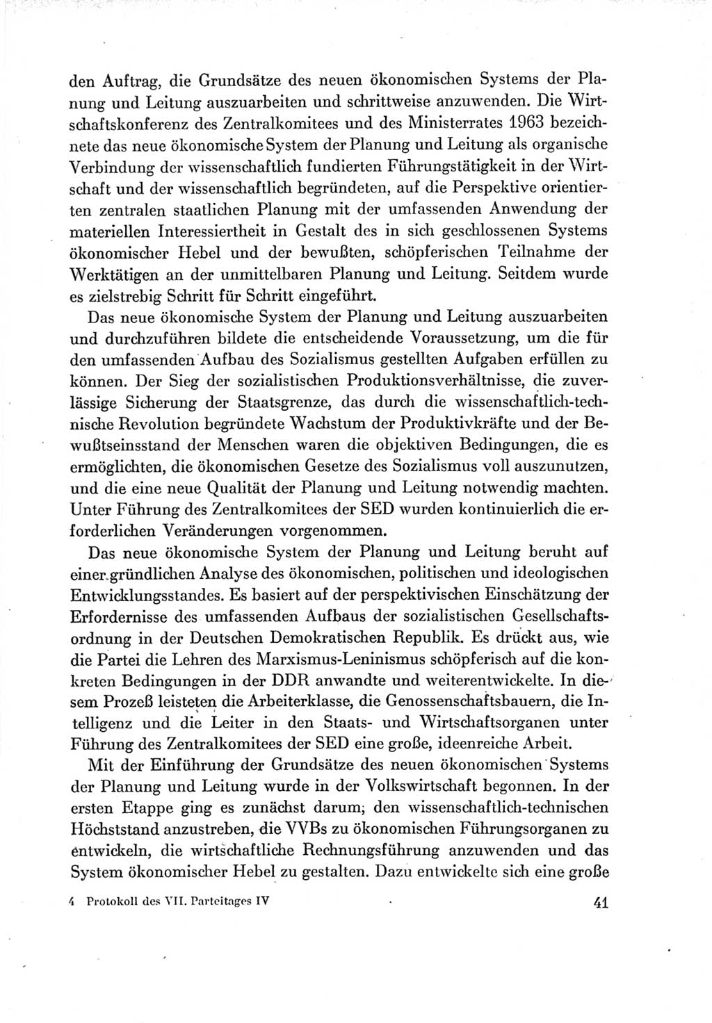 Protokoll der Verhandlungen des Ⅶ. Parteitages der Sozialistischen Einheitspartei Deutschlands (SED) [Deutsche Demokratische Republik (DDR)] 1967, Band Ⅳ, Seite 41 (Prot. Verh. Ⅶ. PT SED DDR 1967, Bd. Ⅳ, S. 41)