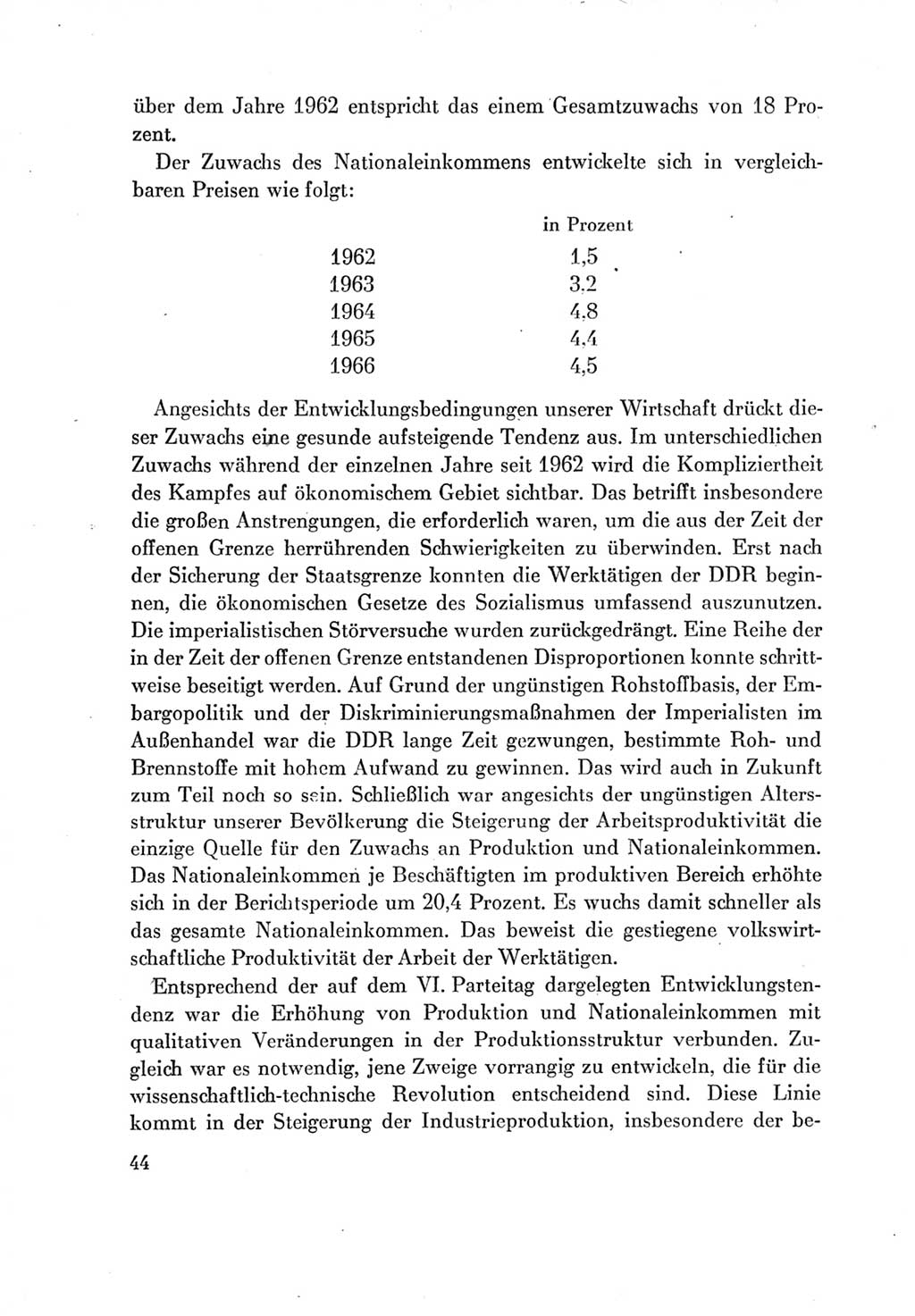 Protokoll der Verhandlungen des Ⅶ. Parteitages der Sozialistischen Einheitspartei Deutschlands (SED) [Deutsche Demokratische Republik (DDR)] 1967, Band Ⅳ, Seite 44 (Prot. Verh. Ⅶ. PT SED DDR 1967, Bd. Ⅳ, S. 44)