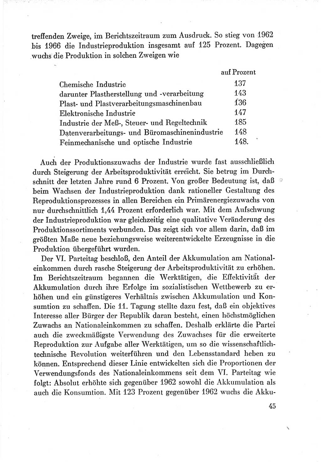 Protokoll der Verhandlungen des Ⅶ. Parteitages der Sozialistischen Einheitspartei Deutschlands (SED) [Deutsche Demokratische Republik (DDR)] 1967, Band Ⅳ, Seite 45 (Prot. Verh. Ⅶ. PT SED DDR 1967, Bd. Ⅳ, S. 45)