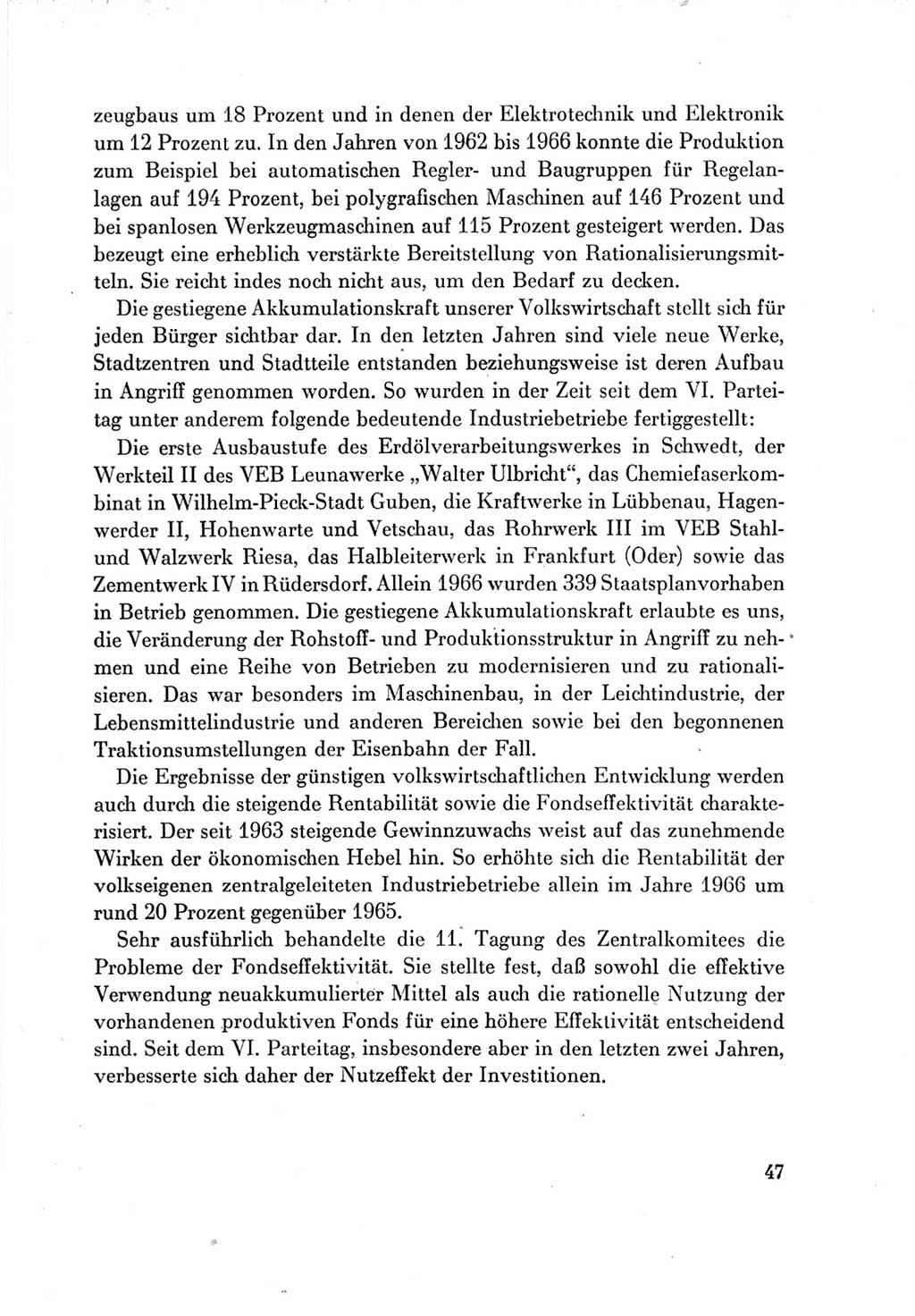 Protokoll der Verhandlungen des Ⅶ. Parteitages der Sozialistischen Einheitspartei Deutschlands (SED) [Deutsche Demokratische Republik (DDR)] 1967, Band Ⅳ, Seite 47 (Prot. Verh. Ⅶ. PT SED DDR 1967, Bd. Ⅳ, S. 47)