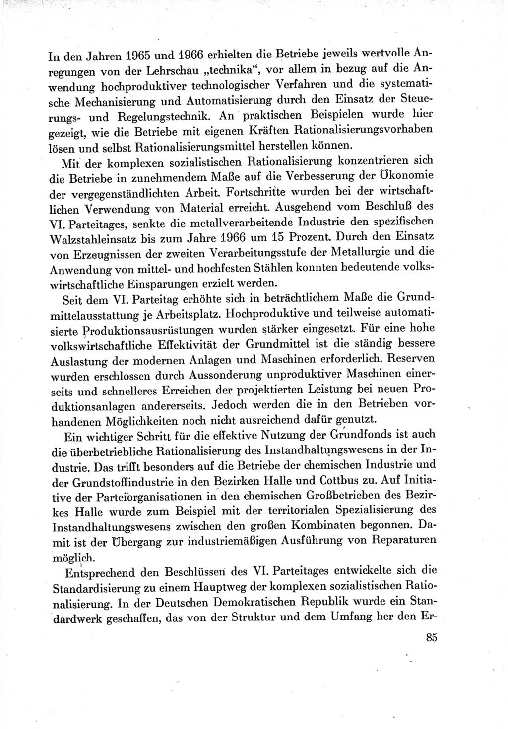 Protokoll der Verhandlungen des Ⅶ. Parteitages der Sozialistischen Einheitspartei Deutschlands (SED) [Deutsche Demokratische Republik (DDR)] 1967, Band Ⅳ, Seite 85 (Prot. Verh. Ⅶ. PT SED DDR 1967, Bd. Ⅳ, S. 85)