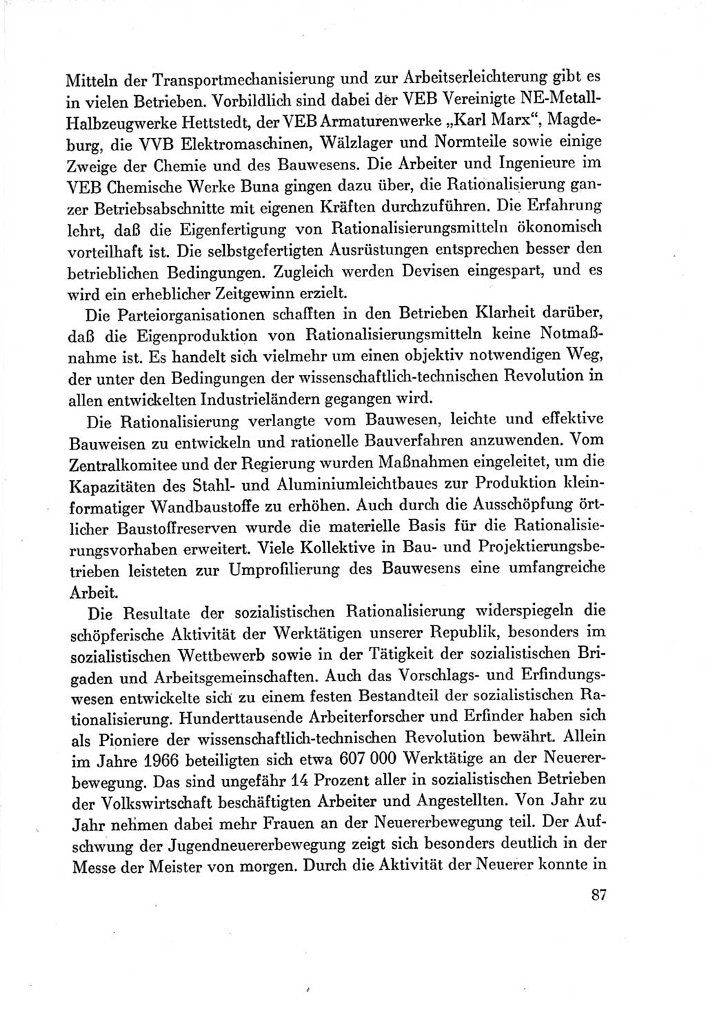 Protokoll der Verhandlungen des Ⅶ. Parteitages der Sozialistischen Einheitspartei Deutschlands (SED) [Deutsche Demokratische Republik (DDR)] 1967, Band Ⅳ, Seite 87 (Prot. Verh. Ⅶ. PT SED DDR 1967, Bd. Ⅳ, S. 87)