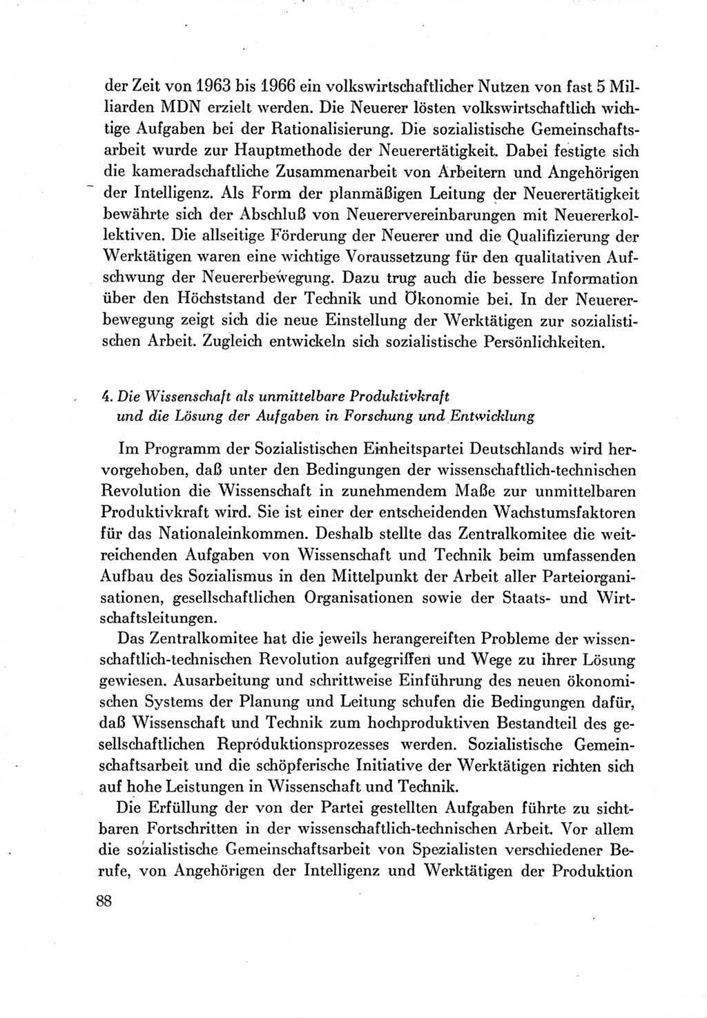 Protokoll der Verhandlungen des Ⅶ. Parteitages der Sozialistischen Einheitspartei Deutschlands (SED) [Deutsche Demokratische Republik (DDR)] 1967, Band Ⅳ, Seite 88 (Prot. Verh. Ⅶ. PT SED DDR 1967, Bd. Ⅳ, S. 88)