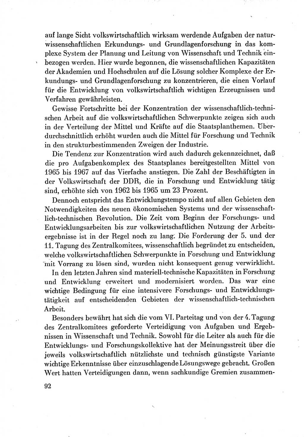 Protokoll der Verhandlungen des Ⅶ. Parteitages der Sozialistischen Einheitspartei Deutschlands (SED) [Deutsche Demokratische Republik (DDR)] 1967, Band Ⅳ, Seite 92 (Prot. Verh. Ⅶ. PT SED DDR 1967, Bd. Ⅳ, S. 92)