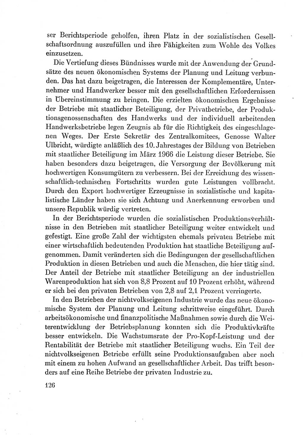 Protokoll der Verhandlungen des Ⅶ. Parteitages der Sozialistischen Einheitspartei Deutschlands (SED) [Deutsche Demokratische Republik (DDR)] 1967, Band Ⅳ, Seite 126 (Prot. Verh. Ⅶ. PT SED DDR 1967, Bd. Ⅳ, S. 126)