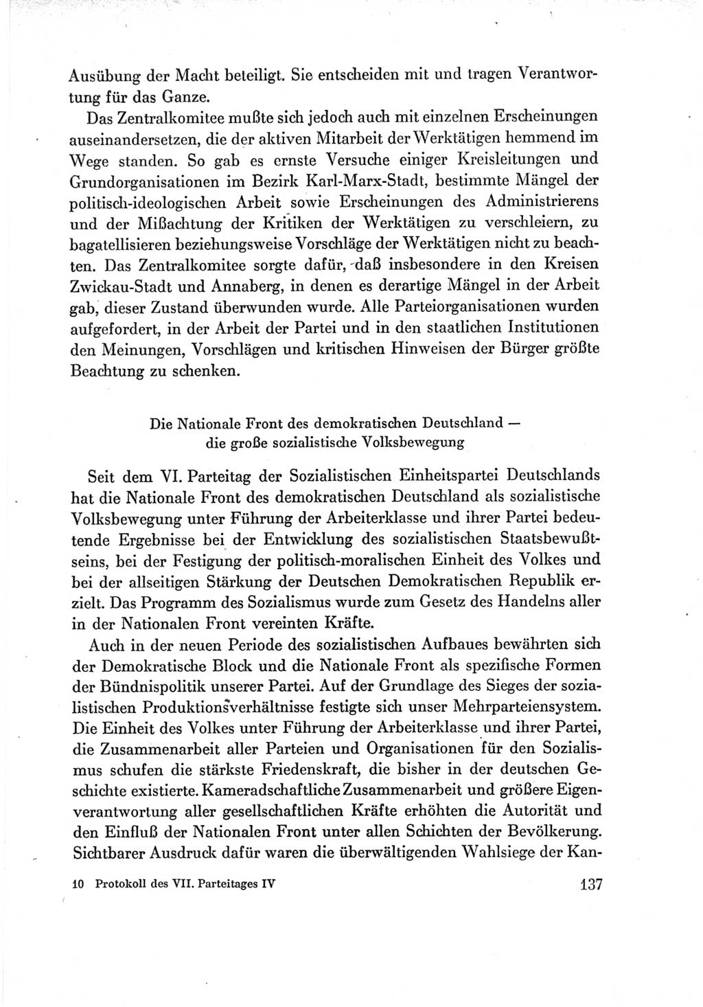 Protokoll der Verhandlungen des Ⅶ. Parteitages der Sozialistischen Einheitspartei Deutschlands (SED) [Deutsche Demokratische Republik (DDR)] 1967, Band Ⅳ, Seite 137 (Prot. Verh. Ⅶ. PT SED DDR 1967, Bd. Ⅳ, S. 137)