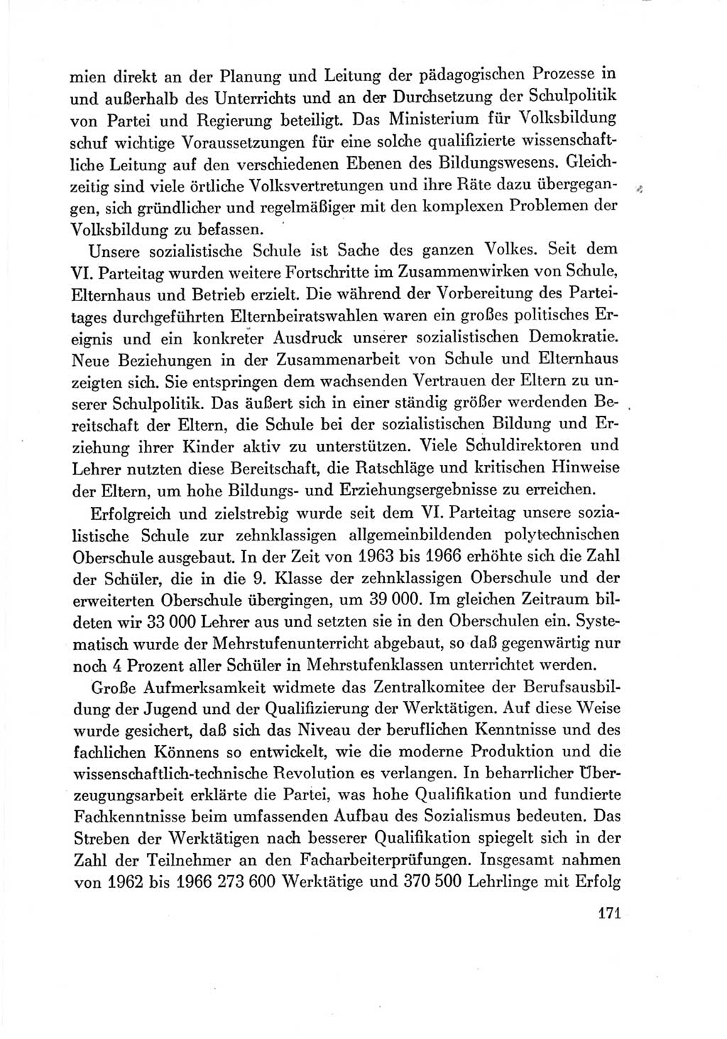 Protokoll der Verhandlungen des Ⅶ. Parteitages der Sozialistischen Einheitspartei Deutschlands (SED) [Deutsche Demokratische Republik (DDR)] 1967, Band Ⅳ, Seite 171 (Prot. Verh. Ⅶ. PT SED DDR 1967, Bd. Ⅳ, S. 171)