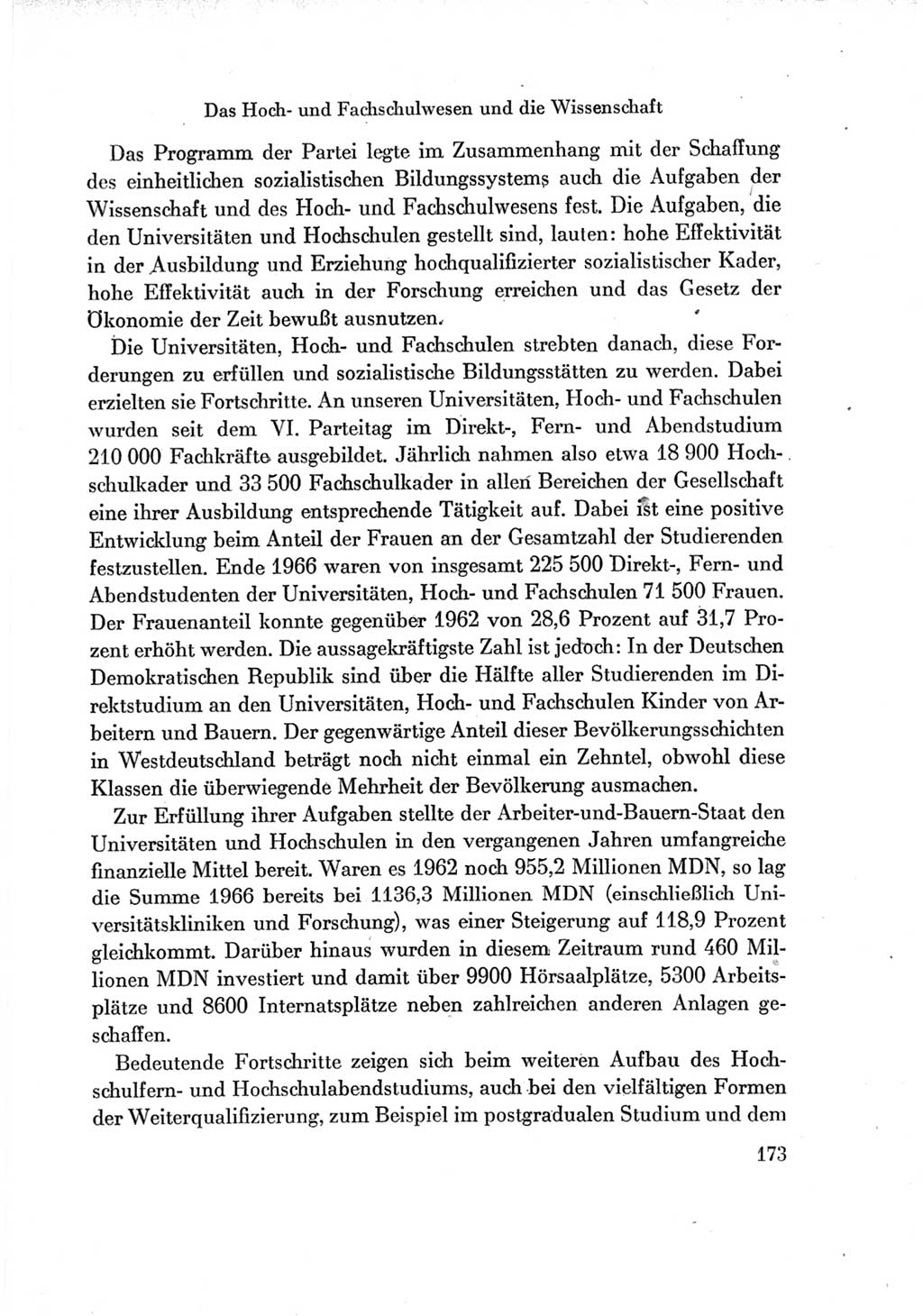 Protokoll der Verhandlungen des Ⅶ. Parteitages der Sozialistischen Einheitspartei Deutschlands (SED) [Deutsche Demokratische Republik (DDR)] 1967, Band Ⅳ, Seite 173 (Prot. Verh. Ⅶ. PT SED DDR 1967, Bd. Ⅳ, S. 173)