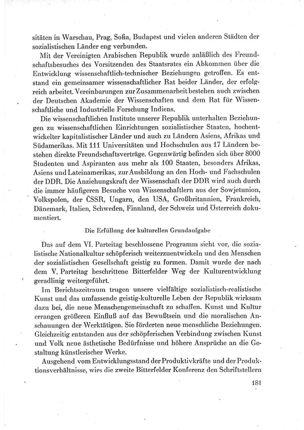 Protokoll der Verhandlungen des Ⅶ. Parteitages der Sozialistischen Einheitspartei Deutschlands (SED) [Deutsche Demokratische Republik (DDR)] 1967, Band Ⅳ, Seite 181 (Prot. Verh. Ⅶ. PT SED DDR 1967, Bd. Ⅳ, S. 181)