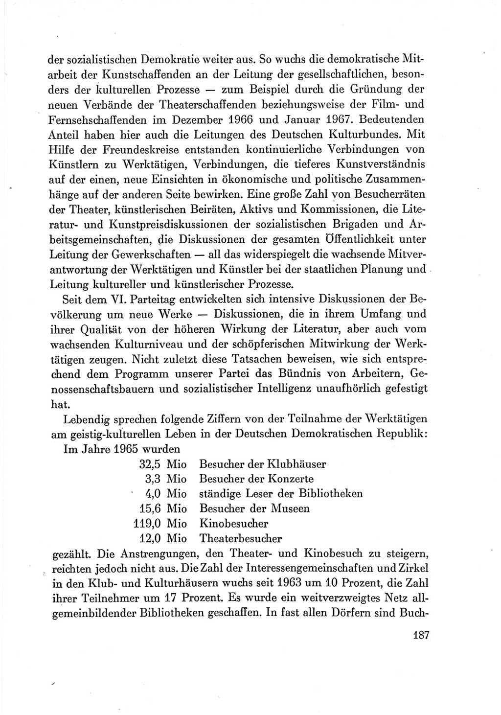 Protokoll der Verhandlungen des Ⅶ. Parteitages der Sozialistischen Einheitspartei Deutschlands (SED) [Deutsche Demokratische Republik (DDR)] 1967, Band Ⅳ, Seite 187 (Prot. Verh. Ⅶ. PT SED DDR 1967, Bd. Ⅳ, S. 187)