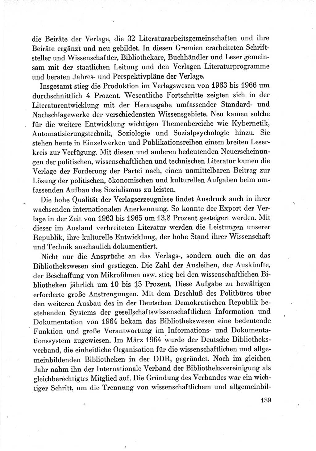 Protokoll der Verhandlungen des Ⅶ. Parteitages der Sozialistischen Einheitspartei Deutschlands (SED) [Deutsche Demokratische Republik (DDR)] 1967, Band Ⅳ, Seite 189 (Prot. Verh. Ⅶ. PT SED DDR 1967, Bd. Ⅳ, S. 189)