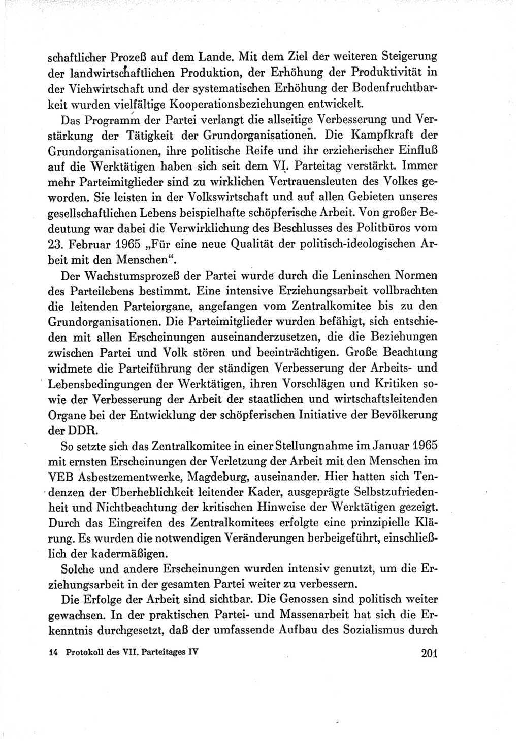 Protokoll der Verhandlungen des Ⅶ. Parteitages der Sozialistischen Einheitspartei Deutschlands (SED) [Deutsche Demokratische Republik (DDR)] 1967, Band Ⅳ, Seite 201 (Prot. Verh. Ⅶ. PT SED DDR 1967, Bd. Ⅳ, S. 201)