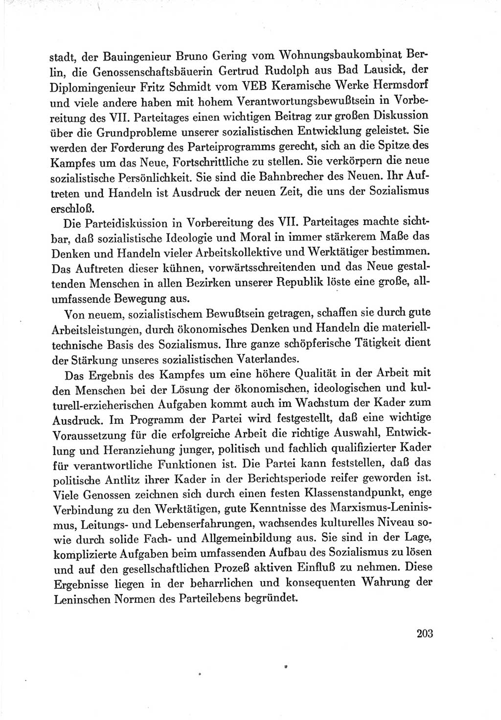 Protokoll der Verhandlungen des Ⅶ. Parteitages der Sozialistischen Einheitspartei Deutschlands (SED) [Deutsche Demokratische Republik (DDR)] 1967, Band Ⅳ, Seite 203 (Prot. Verh. Ⅶ. PT SED DDR 1967, Bd. Ⅳ, S. 203)