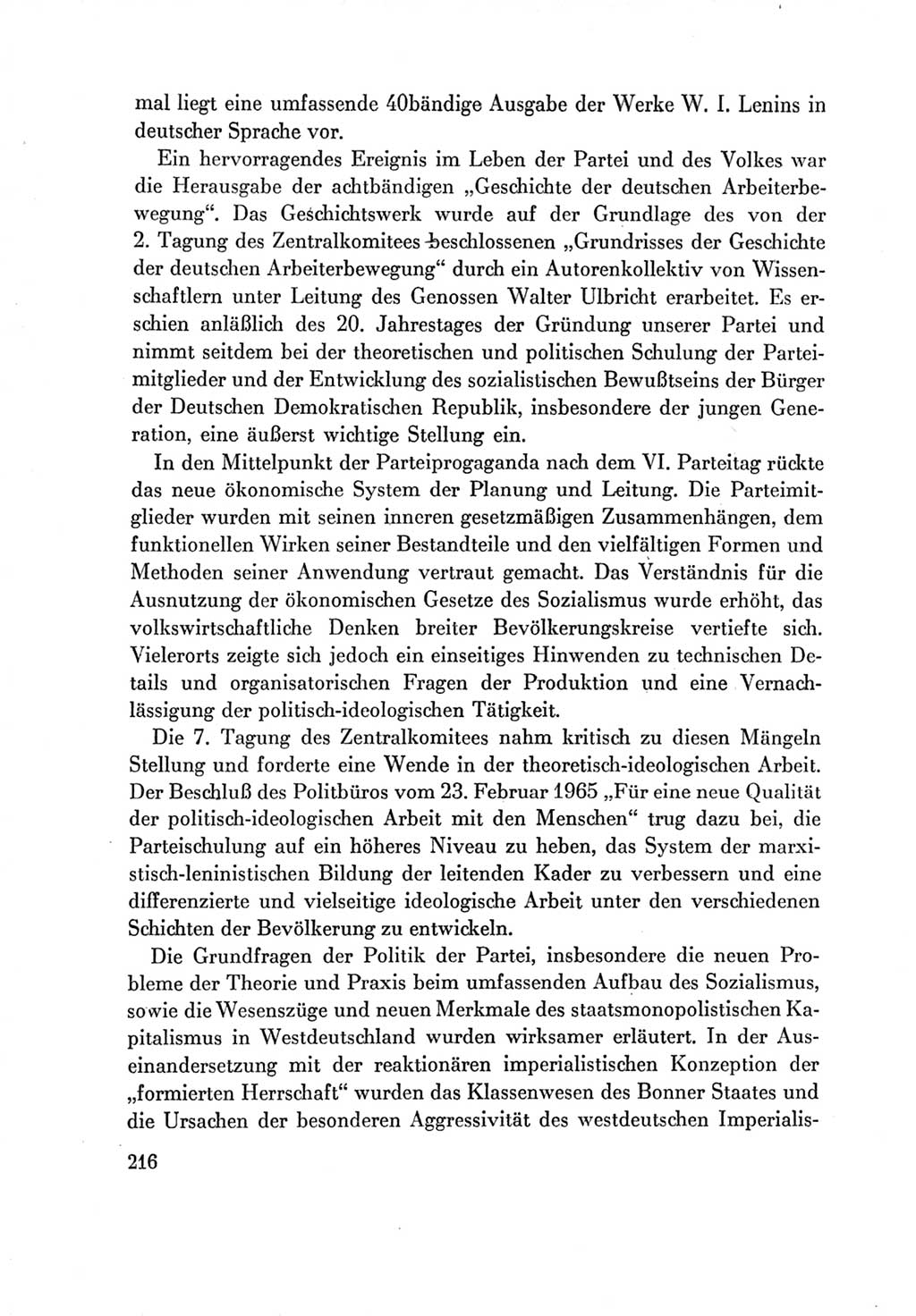 Protokoll der Verhandlungen des Ⅶ. Parteitages der Sozialistischen Einheitspartei Deutschlands (SED) [Deutsche Demokratische Republik (DDR)] 1967, Band Ⅳ, Seite 216 (Prot. Verh. Ⅶ. PT SED DDR 1967, Bd. Ⅳ, S. 216)