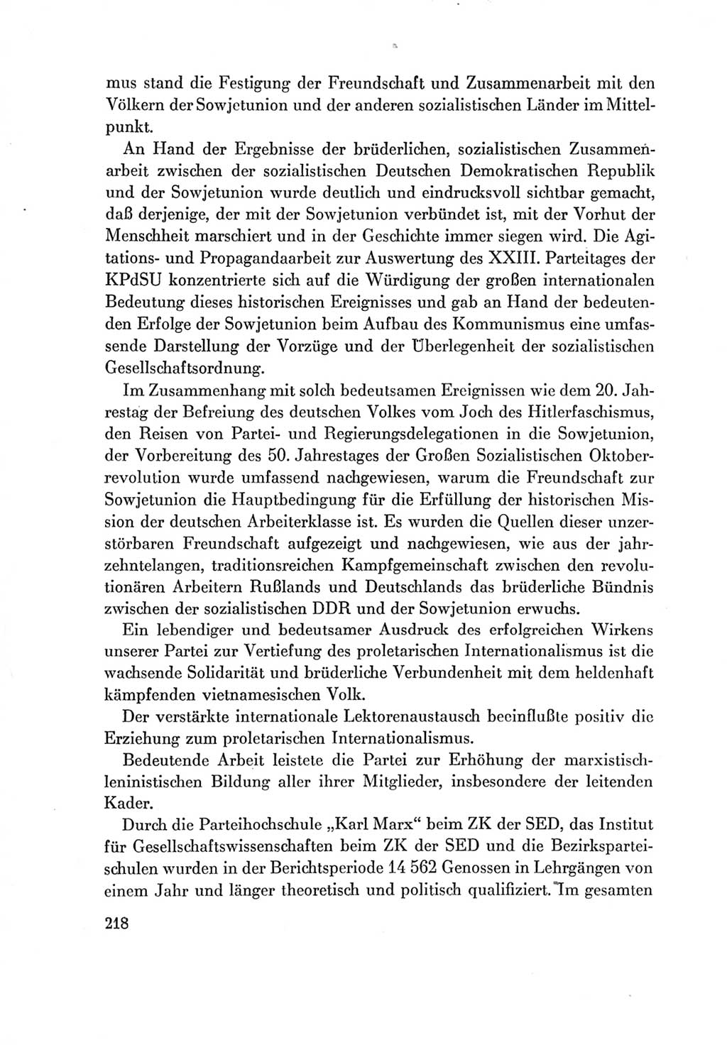 Protokoll der Verhandlungen des Ⅶ. Parteitages der Sozialistischen Einheitspartei Deutschlands (SED) [Deutsche Demokratische Republik (DDR)] 1967, Band Ⅳ, Seite 218 (Prot. Verh. Ⅶ. PT SED DDR 1967, Bd. Ⅳ, S. 218)