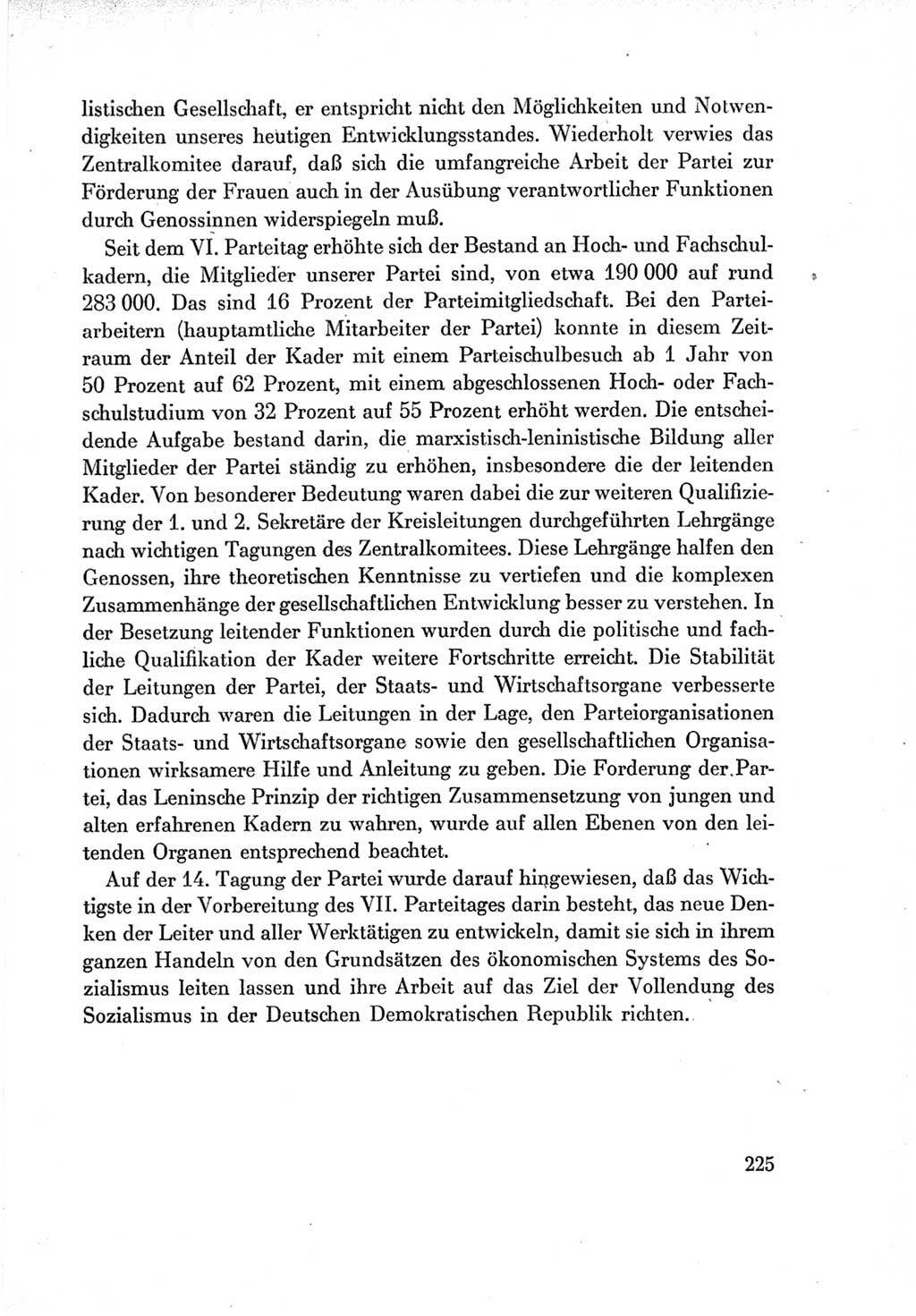 Protokoll der Verhandlungen des Ⅶ. Parteitages der Sozialistischen Einheitspartei Deutschlands (SED) [Deutsche Demokratische Republik (DDR)] 1967, Band Ⅳ, Seite 225 (Prot. Verh. Ⅶ. PT SED DDR 1967, Bd. Ⅳ, S. 225)