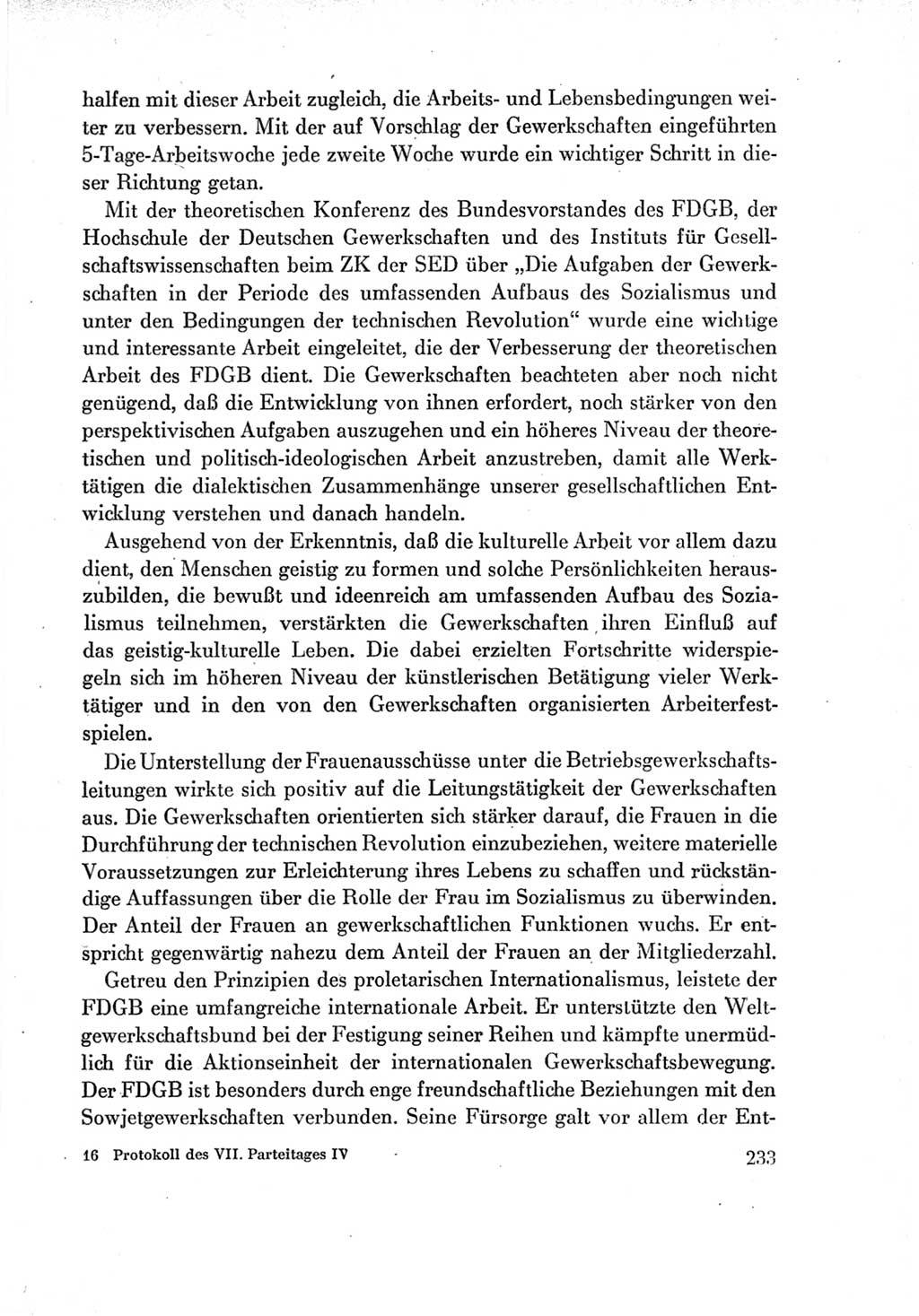 Protokoll der Verhandlungen des Ⅶ. Parteitages der Sozialistischen Einheitspartei Deutschlands (SED) [Deutsche Demokratische Republik (DDR)] 1967, Band Ⅳ, Seite 233 (Prot. Verh. Ⅶ. PT SED DDR 1967, Bd. Ⅳ, S. 233)
