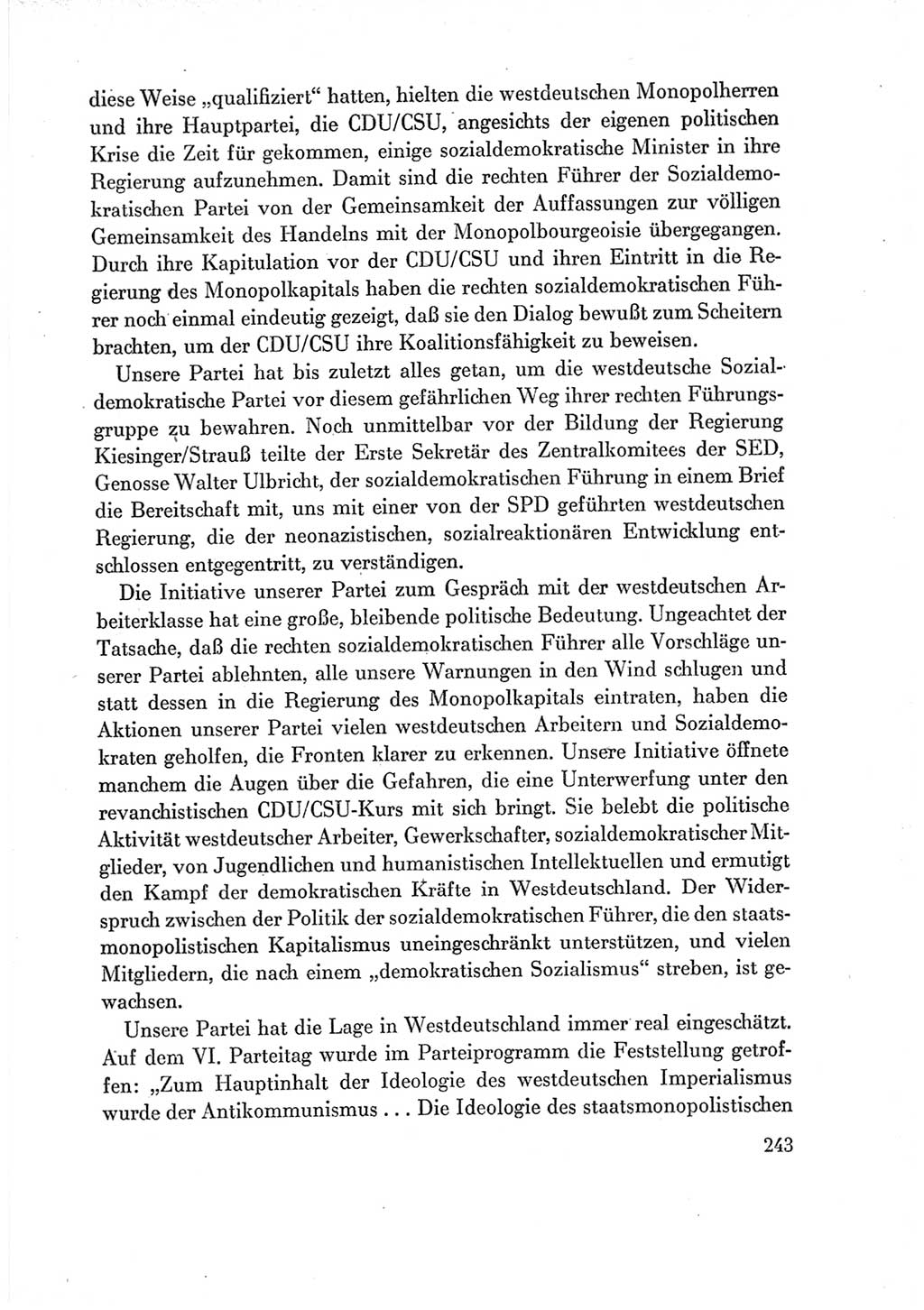 Protokoll der Verhandlungen des Ⅶ. Parteitages der Sozialistischen Einheitspartei Deutschlands (SED) [Deutsche Demokratische Republik (DDR)] 1967, Band Ⅳ, Seite 243 (Prot. Verh. Ⅶ. PT SED DDR 1967, Bd. Ⅳ, S. 243)