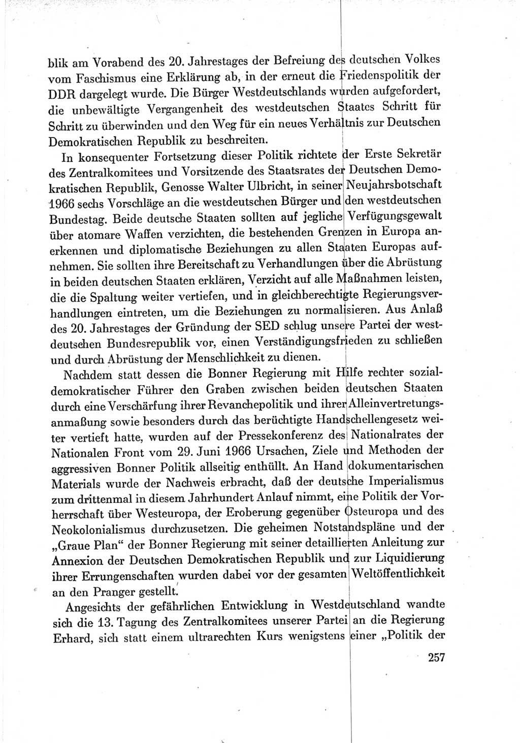 Protokoll der Verhandlungen des Ⅶ. Parteitages der Sozialistischen Einheitspartei Deutschlands (SED) [Deutsche Demokratische Republik (DDR)] 1967, Band Ⅳ, Seite 257 (Prot. Verh. Ⅶ. PT SED DDR 1967, Bd. Ⅳ, S. 257)