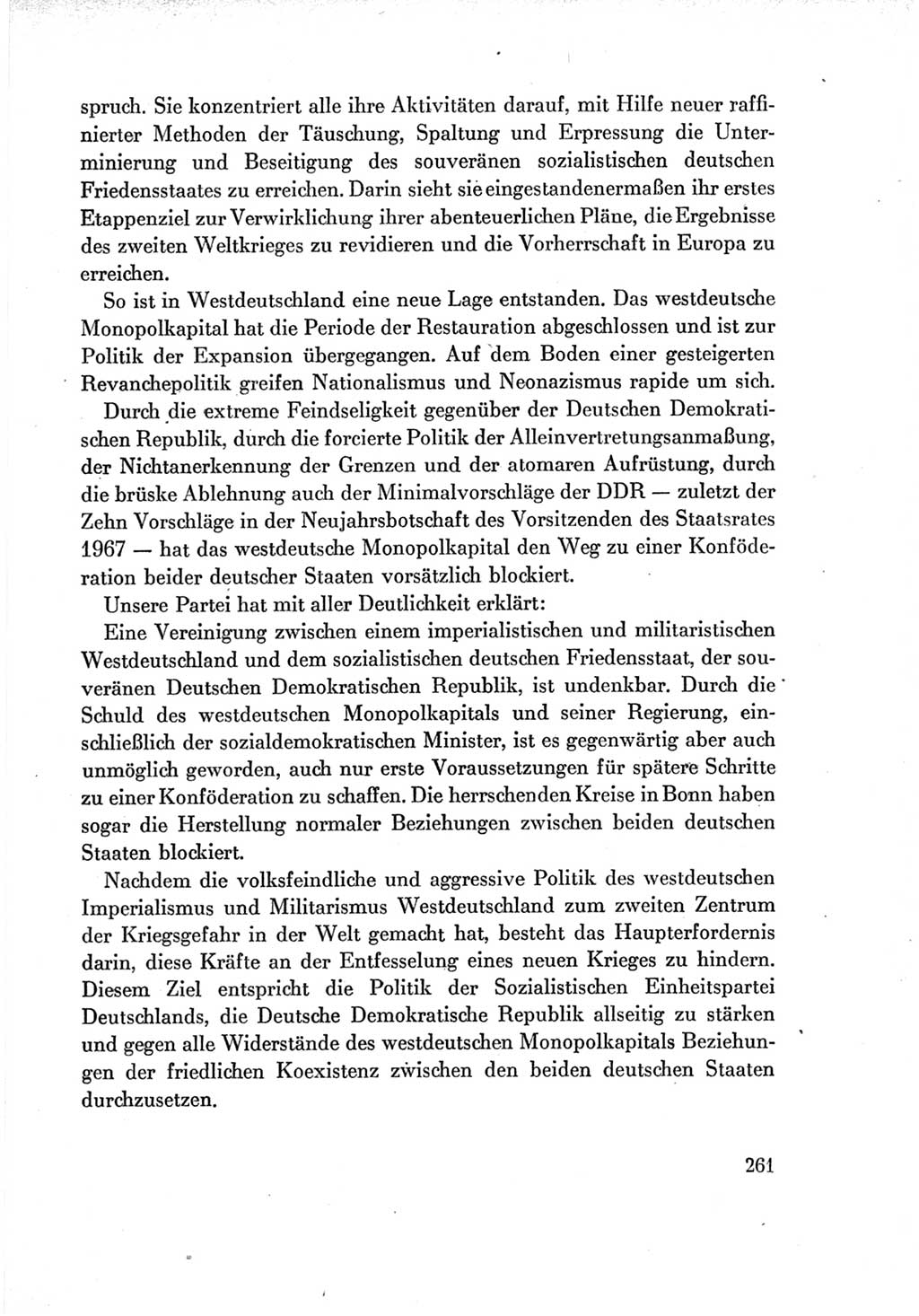 Protokoll der Verhandlungen des Ⅶ. Parteitages der Sozialistischen Einheitspartei Deutschlands (SED) [Deutsche Demokratische Republik (DDR)] 1967, Band Ⅳ, Seite 261 (Prot. Verh. Ⅶ. PT SED DDR 1967, Bd. Ⅳ, S. 261)