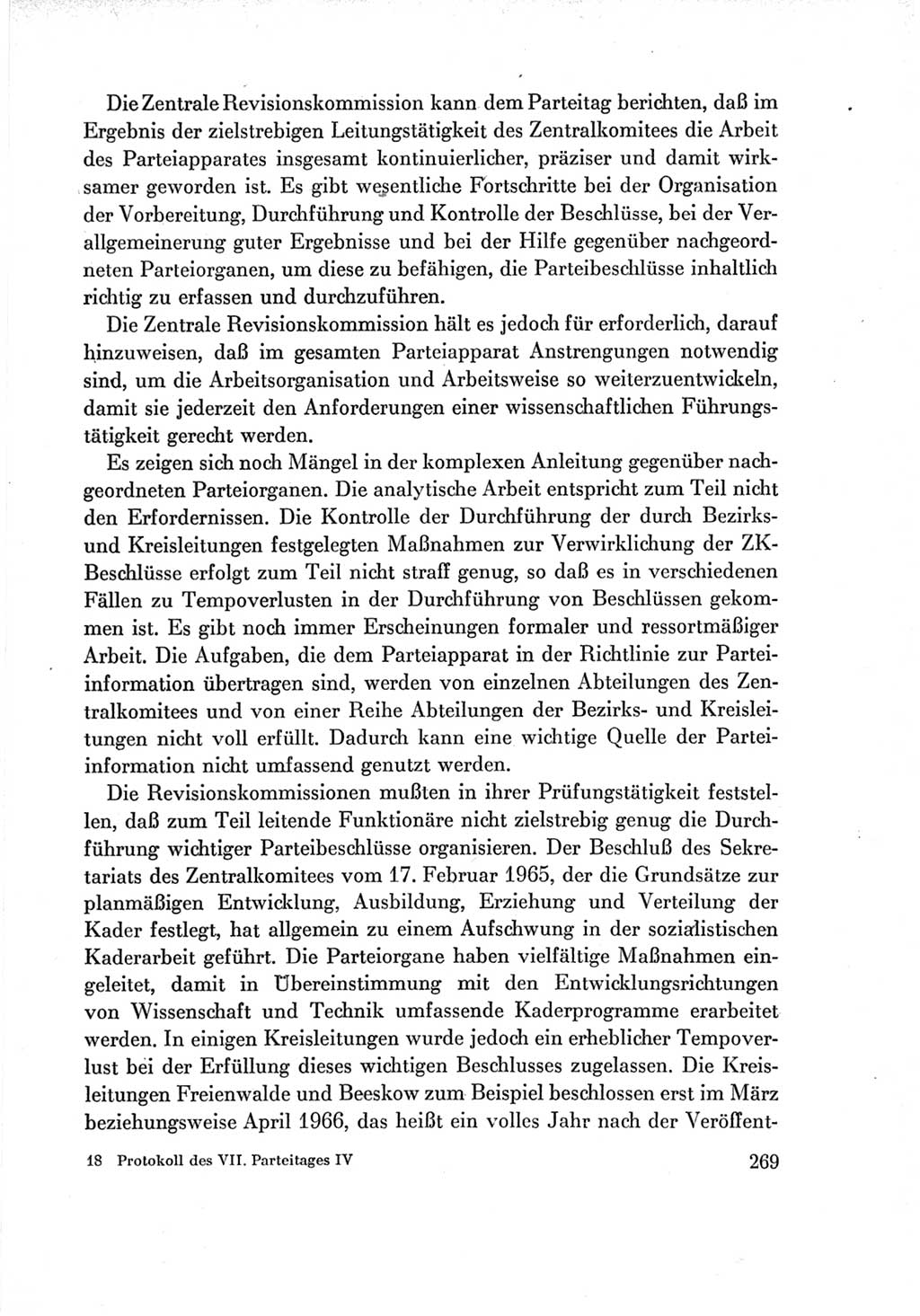 Protokoll der Verhandlungen des Ⅶ. Parteitages der Sozialistischen Einheitspartei Deutschlands (SED) [Deutsche Demokratische Republik (DDR)] 1967, Band Ⅳ, Seite 269 (Prot. Verh. Ⅶ. PT SED DDR 1967, Bd. Ⅳ, S. 269)