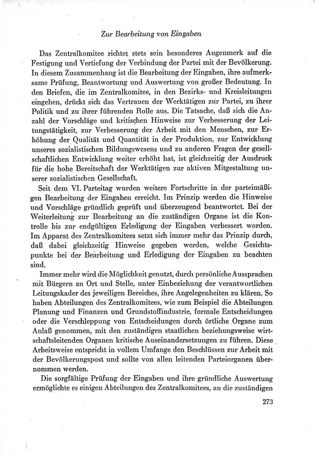 Protokoll der Verhandlungen des Ⅶ. Parteitages der Sozialistischen Einheitspartei Deutschlands (SED) [Deutsche Demokratische Republik (DDR)] 1967, Band Ⅳ, Seite 273 (Prot. Verh. Ⅶ. PT SED DDR 1967, Bd. Ⅳ, S. 273)