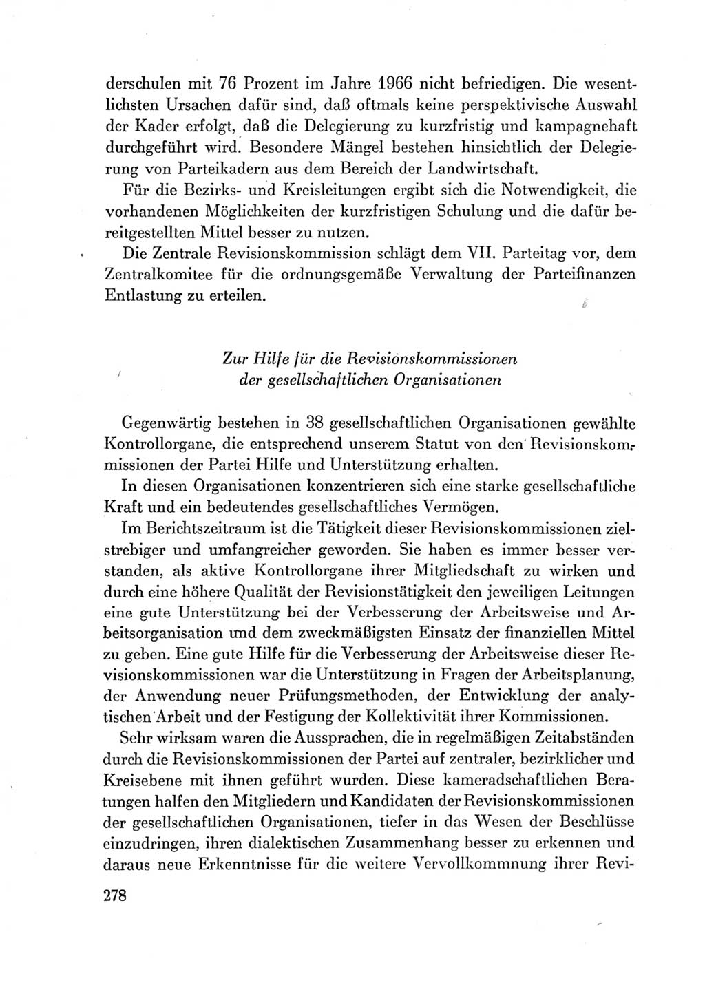 Protokoll der Verhandlungen des Ⅶ. Parteitages der Sozialistischen Einheitspartei Deutschlands (SED) [Deutsche Demokratische Republik (DDR)] 1967, Band Ⅳ, Seite 278 (Prot. Verh. Ⅶ. PT SED DDR 1967, Bd. Ⅳ, S. 278)