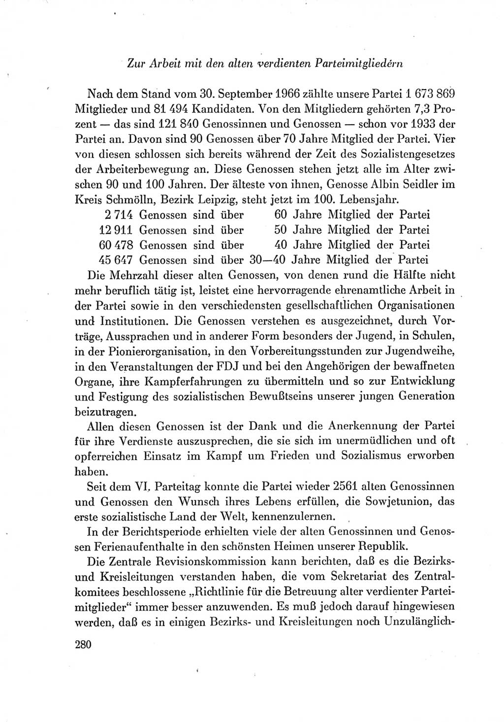 Protokoll der Verhandlungen des Ⅶ. Parteitages der Sozialistischen Einheitspartei Deutschlands (SED) [Deutsche Demokratische Republik (DDR)] 1967, Band Ⅳ, Seite 280 (Prot. Verh. Ⅶ. PT SED DDR 1967, Bd. Ⅳ, S. 280)