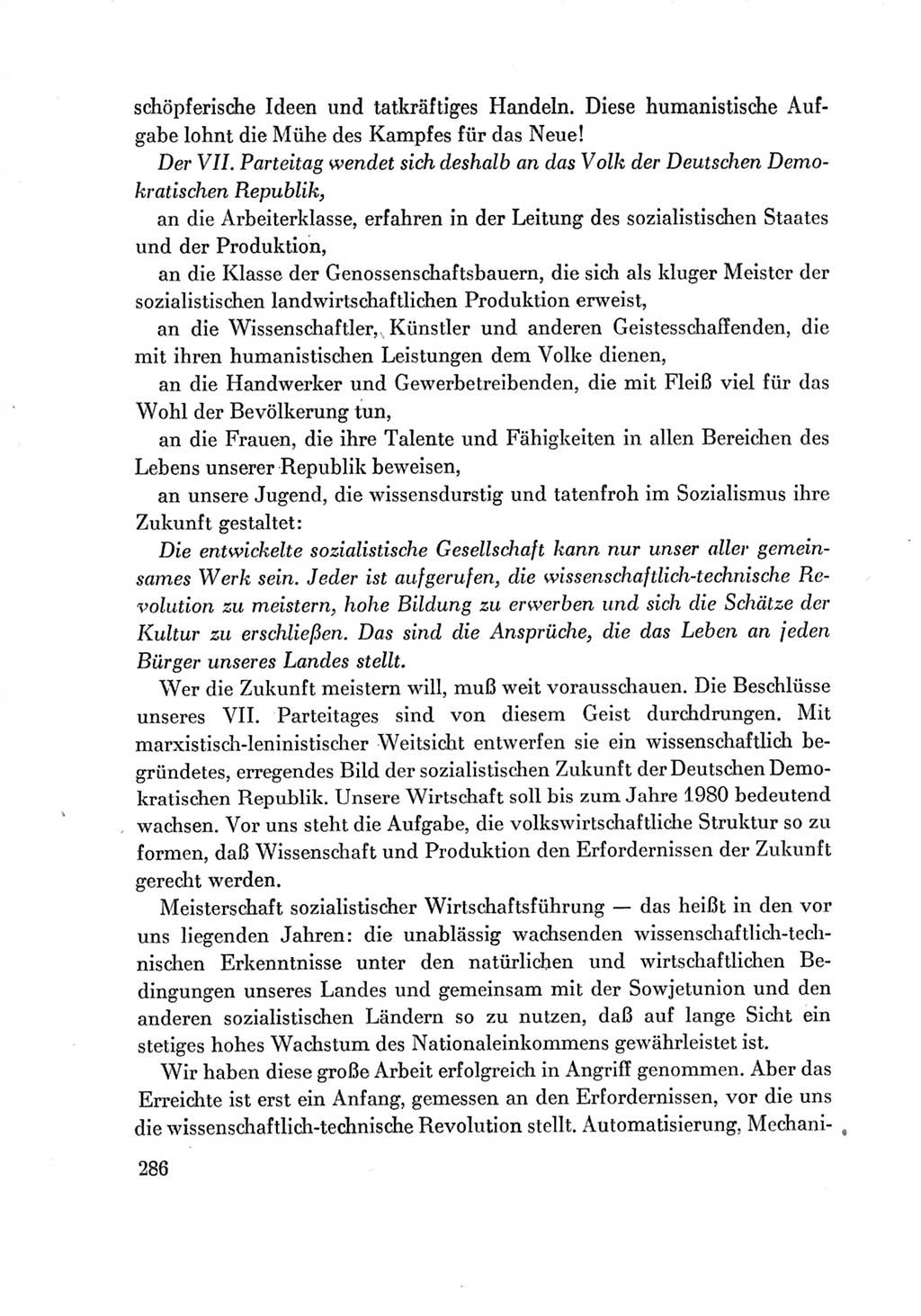 Protokoll der Verhandlungen des Ⅶ. Parteitages der Sozialistischen Einheitspartei Deutschlands (SED) [Deutsche Demokratische Republik (DDR)] 1967, Band Ⅳ, Seite 286 (Prot. Verh. Ⅶ. PT SED DDR 1967, Bd. Ⅳ, S. 286)
